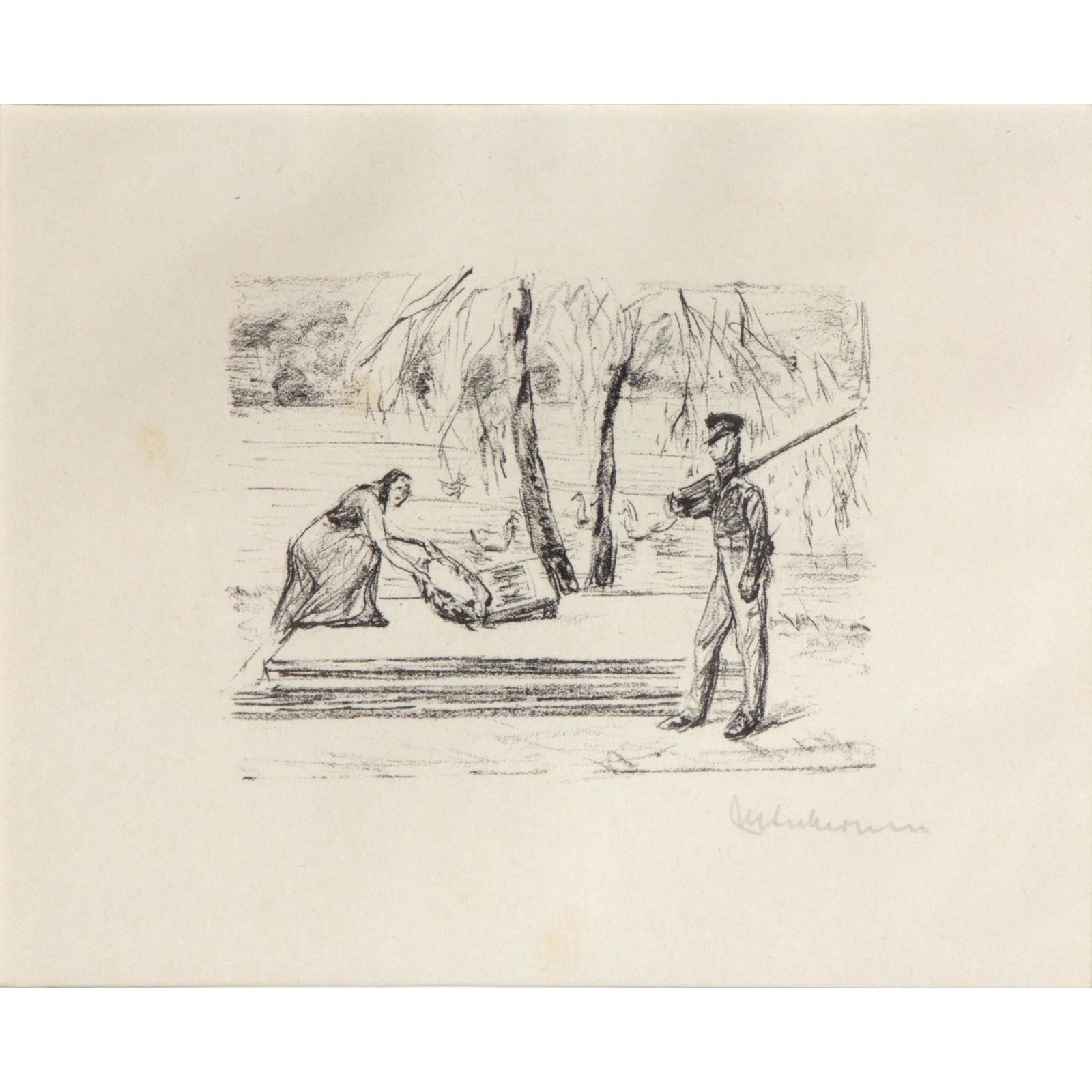 Max Liebermann (1846-1935German): Print: 7in. x 5 3/4in. (18cm. x 14cm) signed l/r Framed: 16in. x 18in. (41cm. x 46cm)