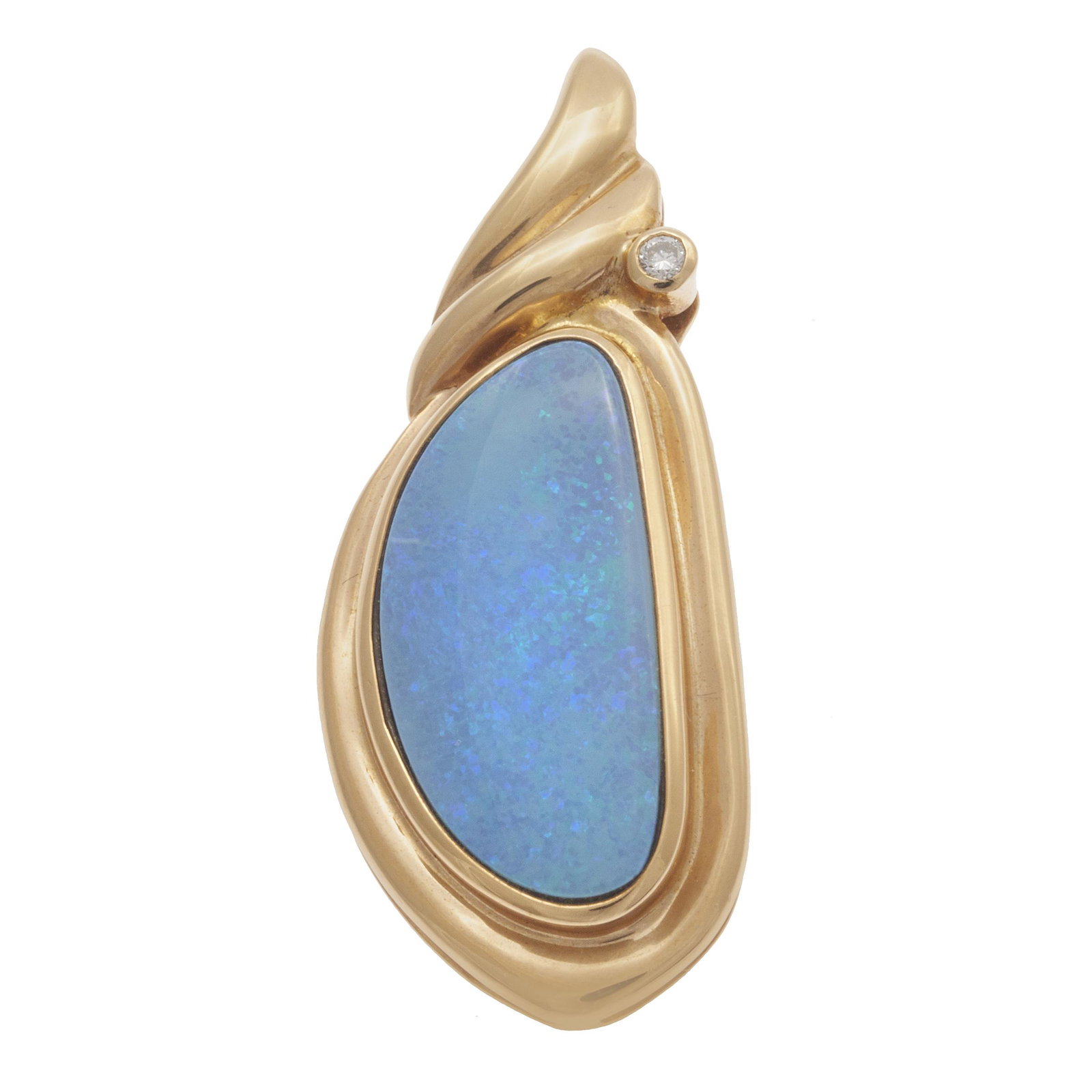 Opal Doublet, Diamond, 14k Enhancer Pendant (1 of 2)