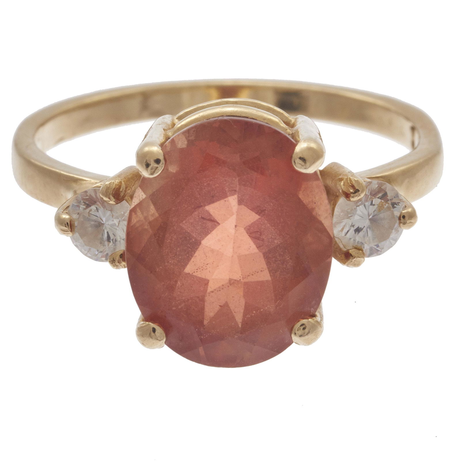 Sunstone, Diamond, 14k Yellow Gold Ring (1 of 4)