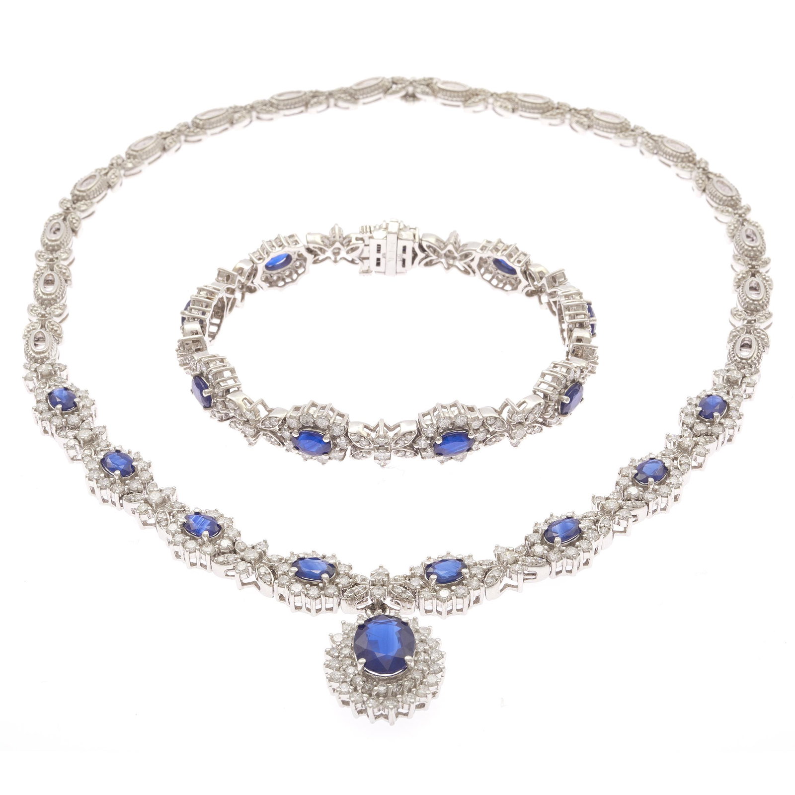 Diamond, Sapphire, 14k White Gold Jewelry Suite (1 of 3)