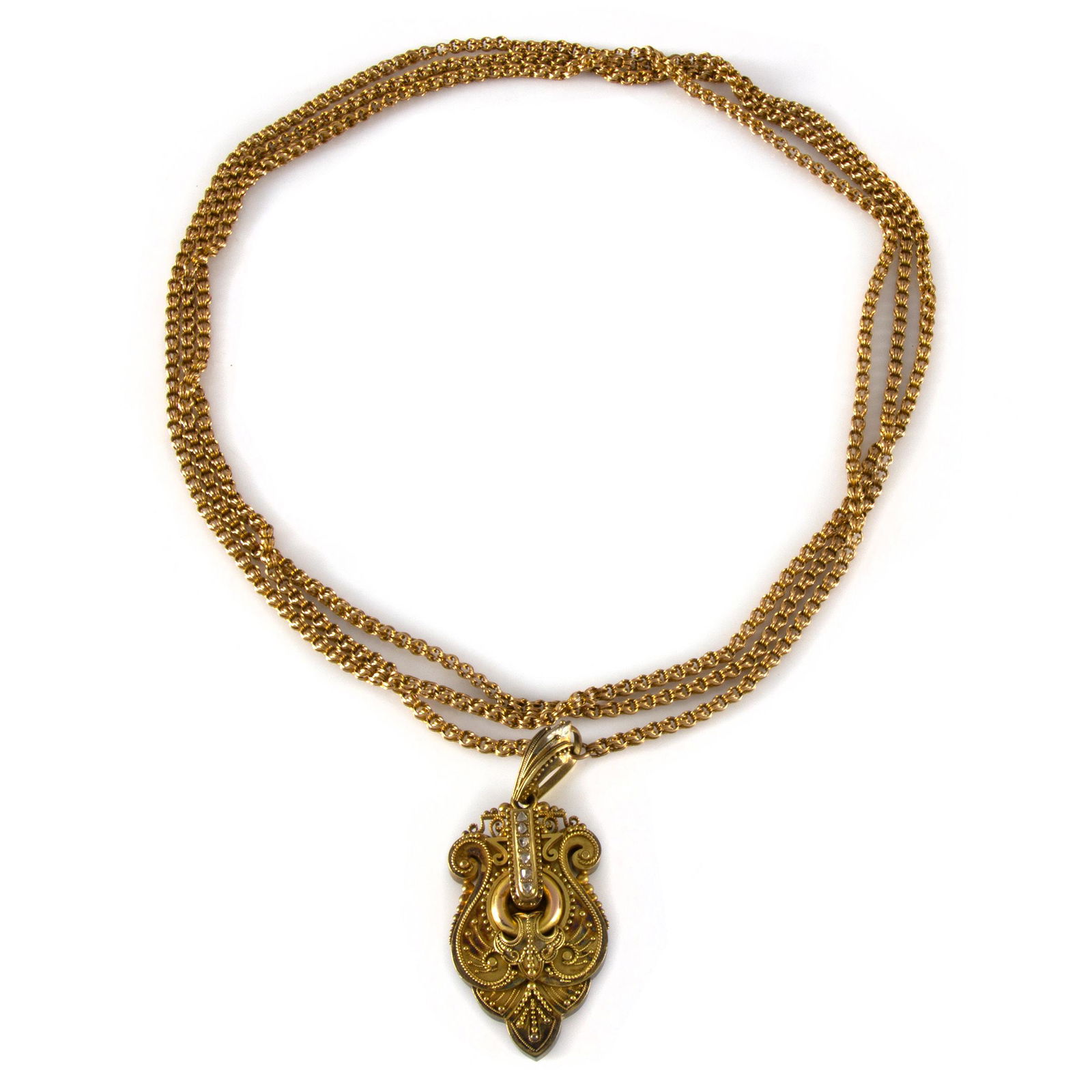 Victorian Diamond, 14k Locket on Long Chain (1 of 2)