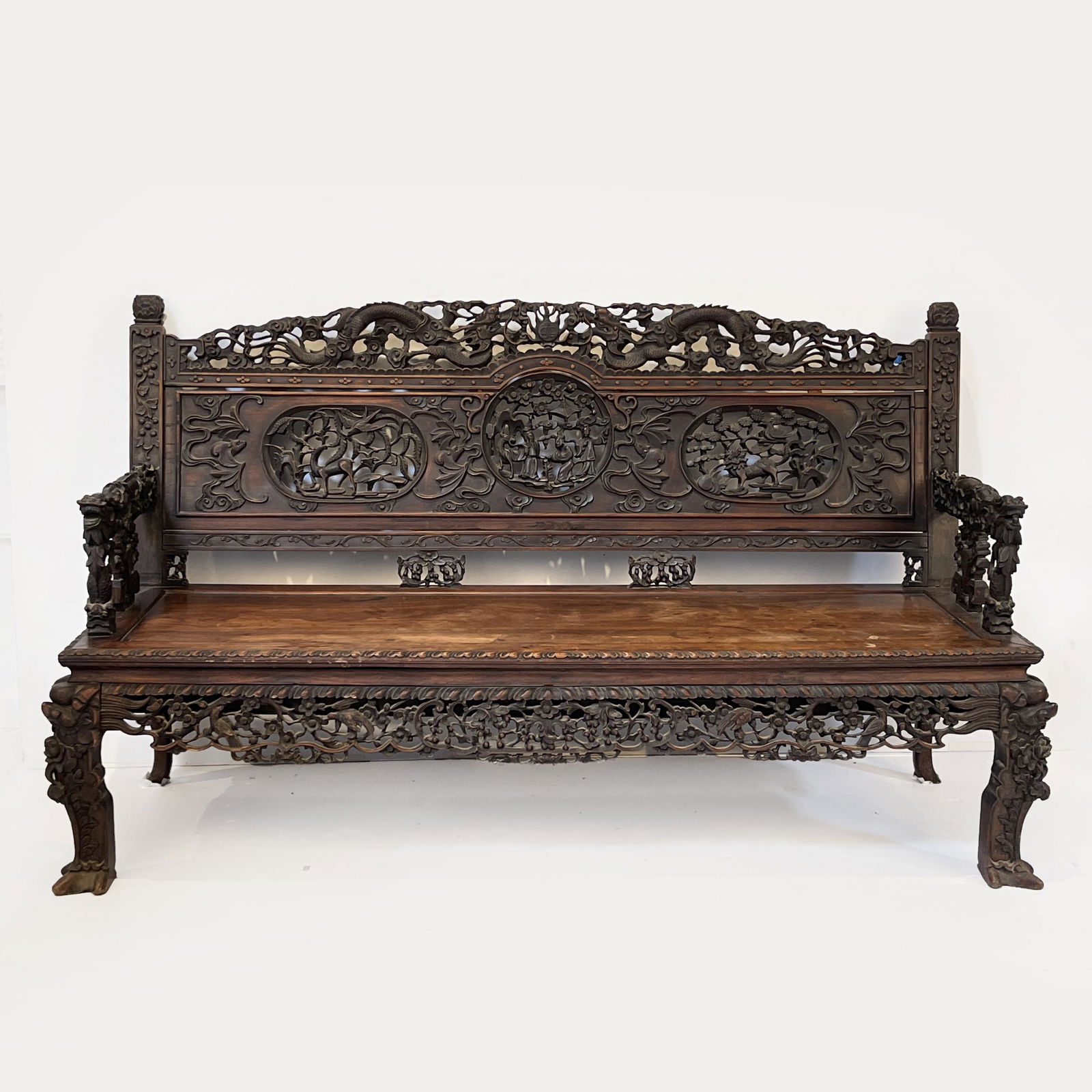 Chinese Export Hardwood Settee (1 of 8)