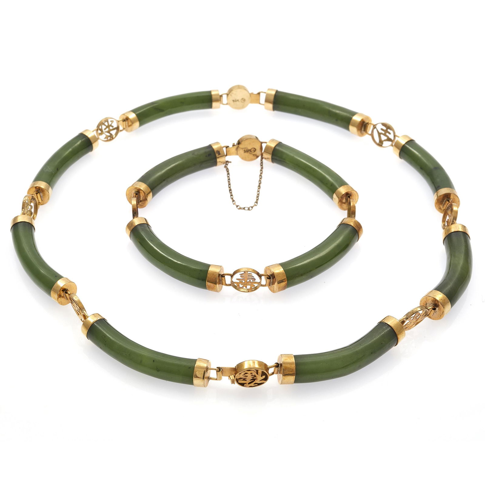 Nephrite, 14k Yellow Gold Jewelry Suite (1 of 1)