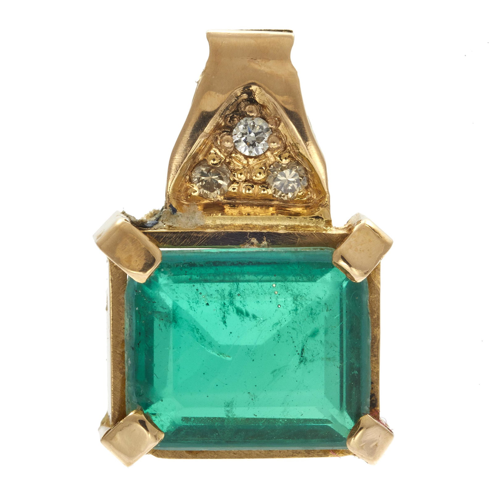 Emerald, Diamond, 18k Yellow Gold Pendant (1 of 2)