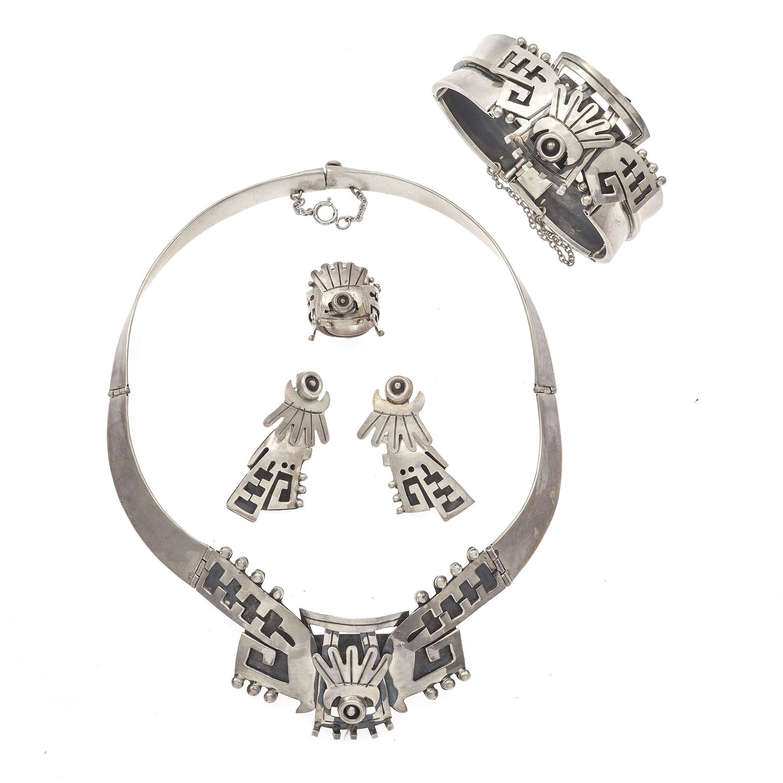 Modernist Mexican Sterling Silver Jewelry Suite (1 of 2)