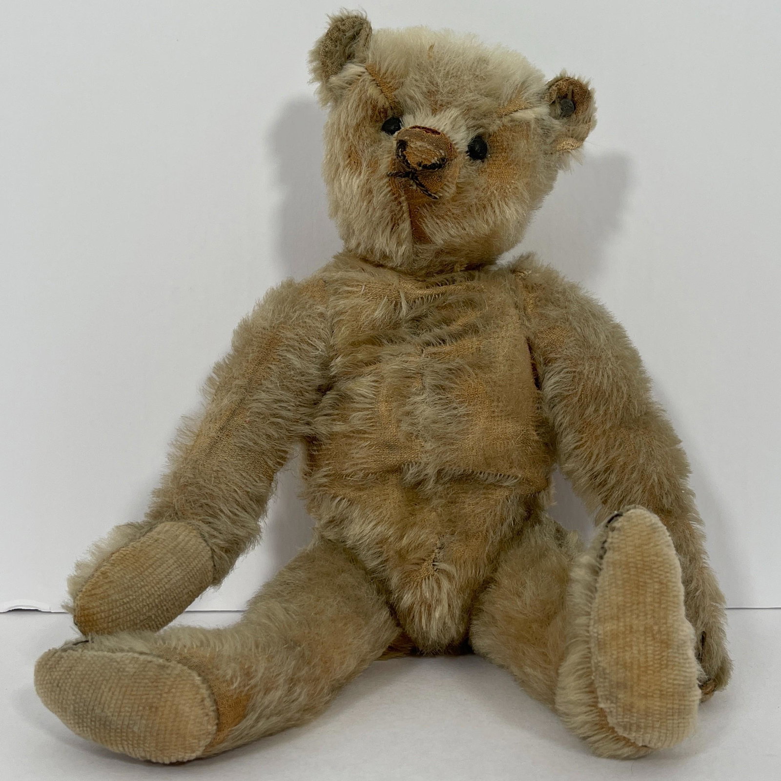 Vintage Steiff Mohair Teddy Bear, Early Steiff bear, light gold mohair,center seam, underscore (1 of 6)