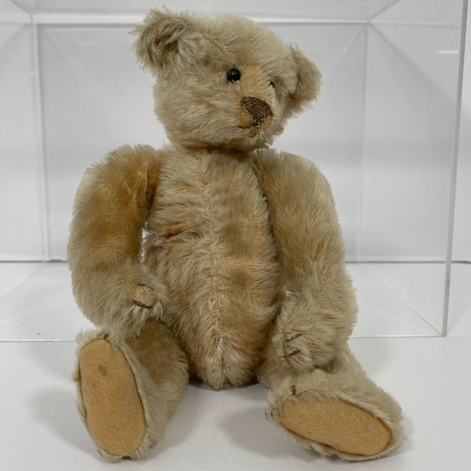 Vintage Mohair Bear, Possibly Steiff, Light gold mohair,center seam, no button to ear, black boot (1 of 5)