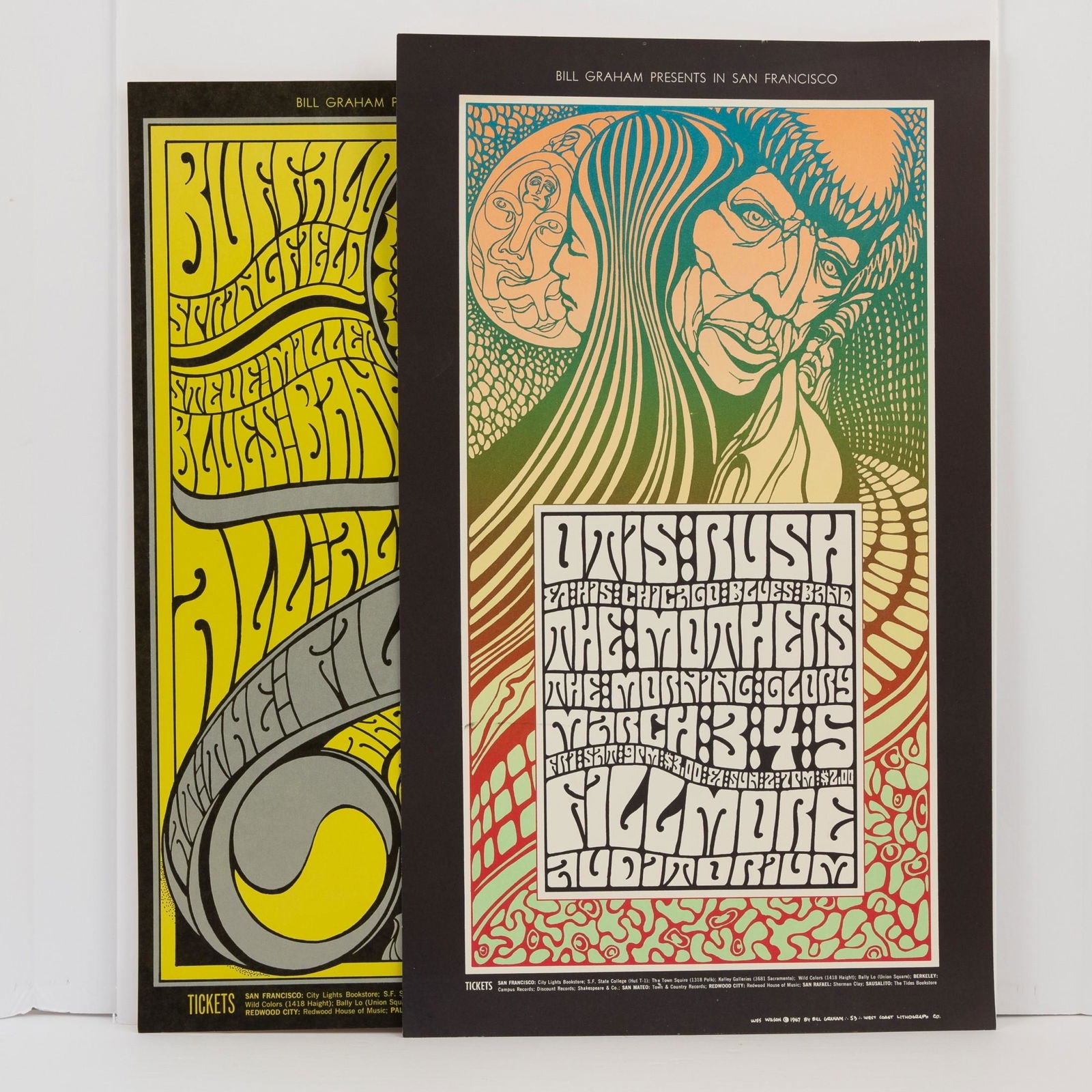 Two Wes Wilson Fillmore Auditorium BG-53 & BG-61 Concert Posters,1967, Both first printings, (1 of 7)