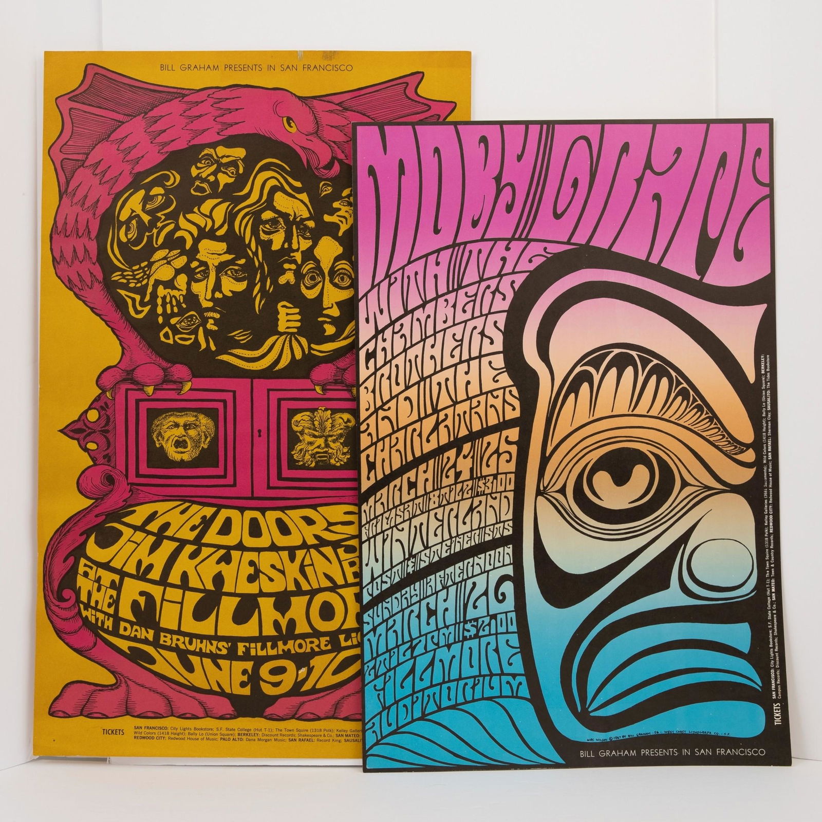 BG-67 Doors And BG-56 Moby Grape Concert Posters 1967, First printings, both for shows at Fillmore (1 of 7)