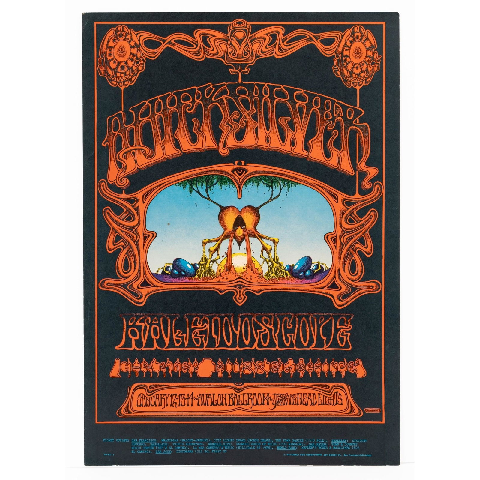 FD-101 Quicksilver Messenger Service/Kaleidoscope Avalon Ballroom Concert Poster, 1968, Artwork by (1 of 4)