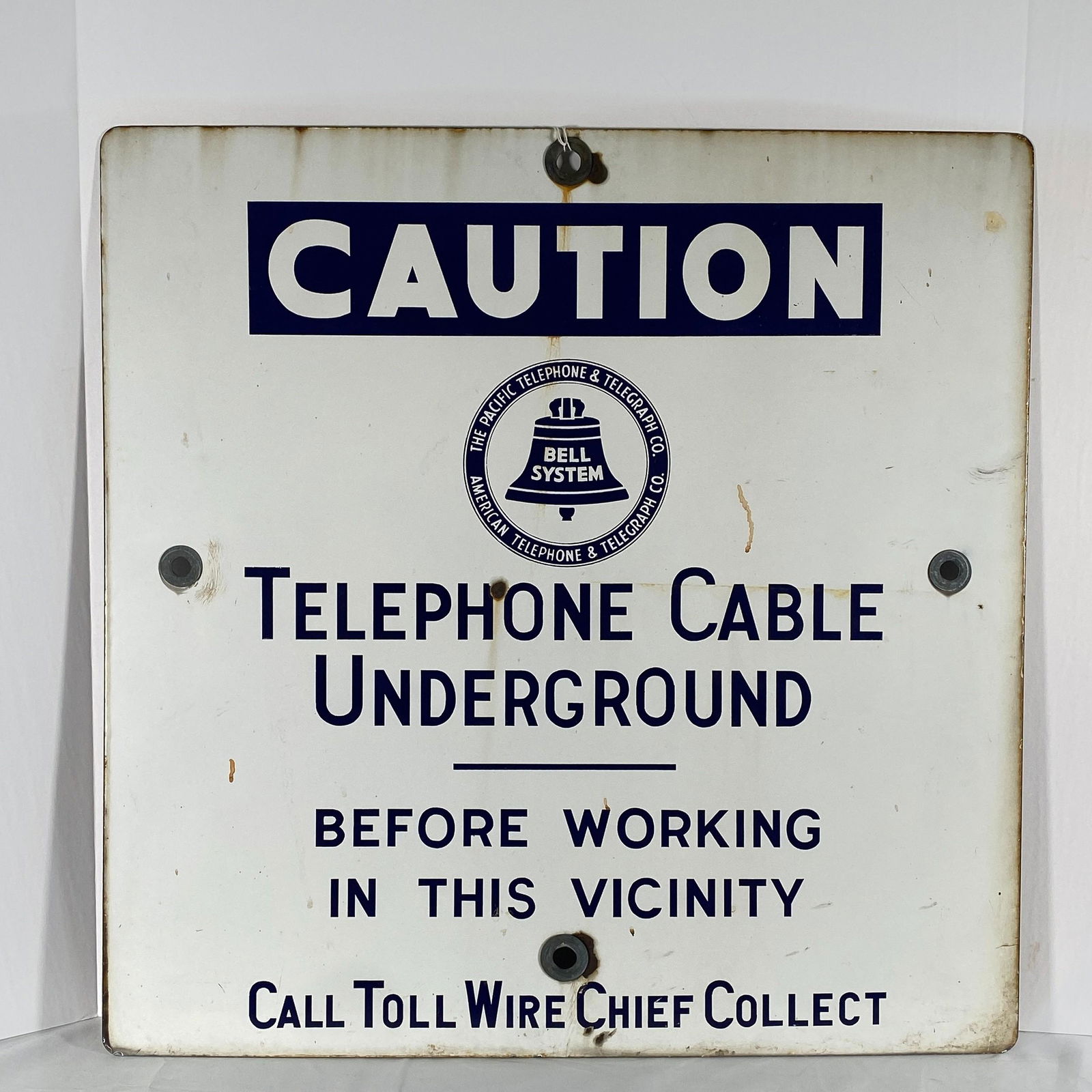 Pacific Telephone & Telegraph Porcelain Sign, Vintage rectangular sign for the "Pacific (1 of 3)