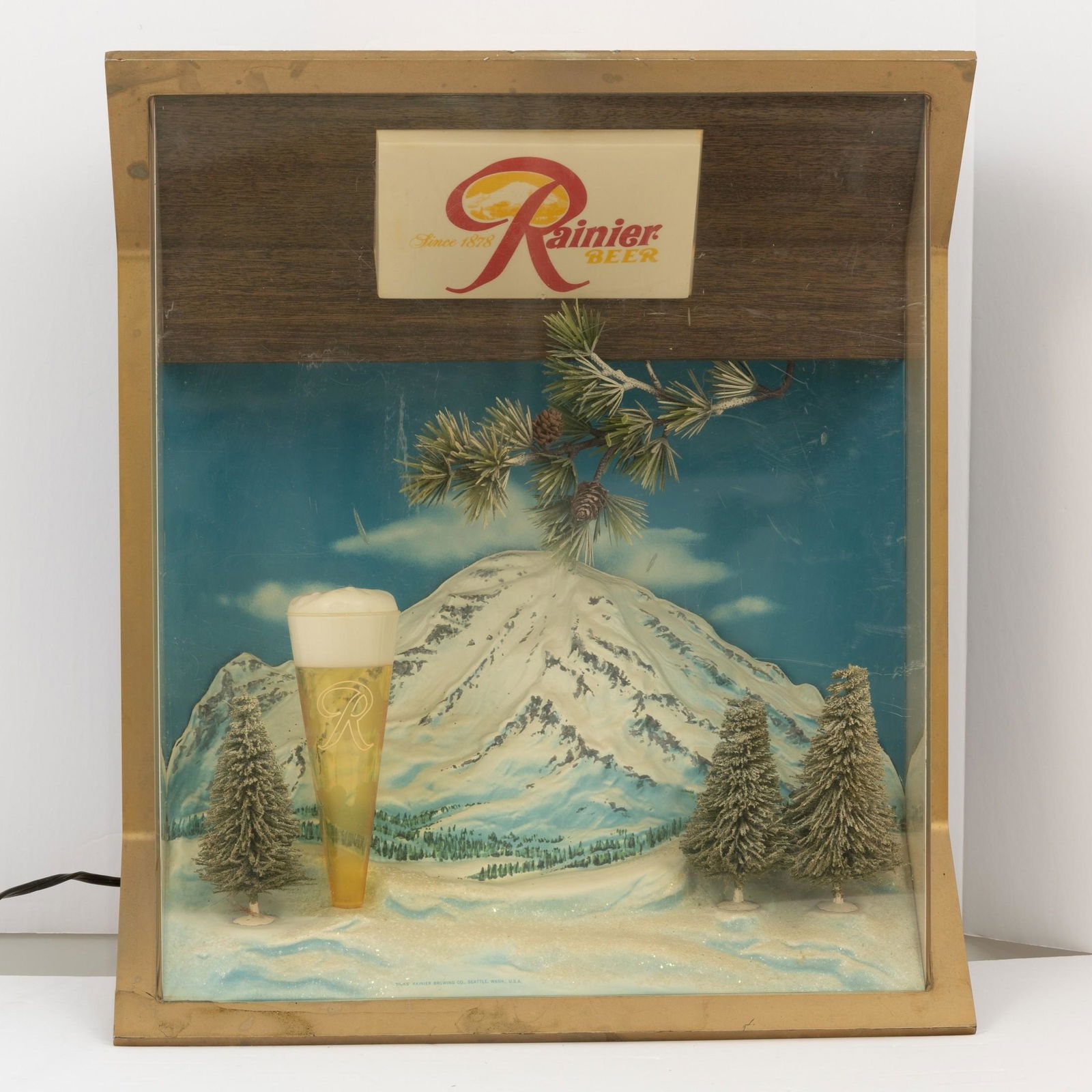 Sick's Rainier Illuminated Tavern Sign, Rare vintage electrically lit metal and plastic three (1 of 6)