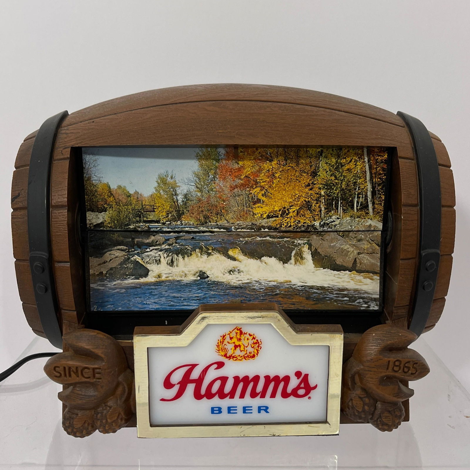Hamm's Rotating Electric Beer Sign, Vintage electriclight up Hamm's Beer sign, in the style of a (1 of 6)