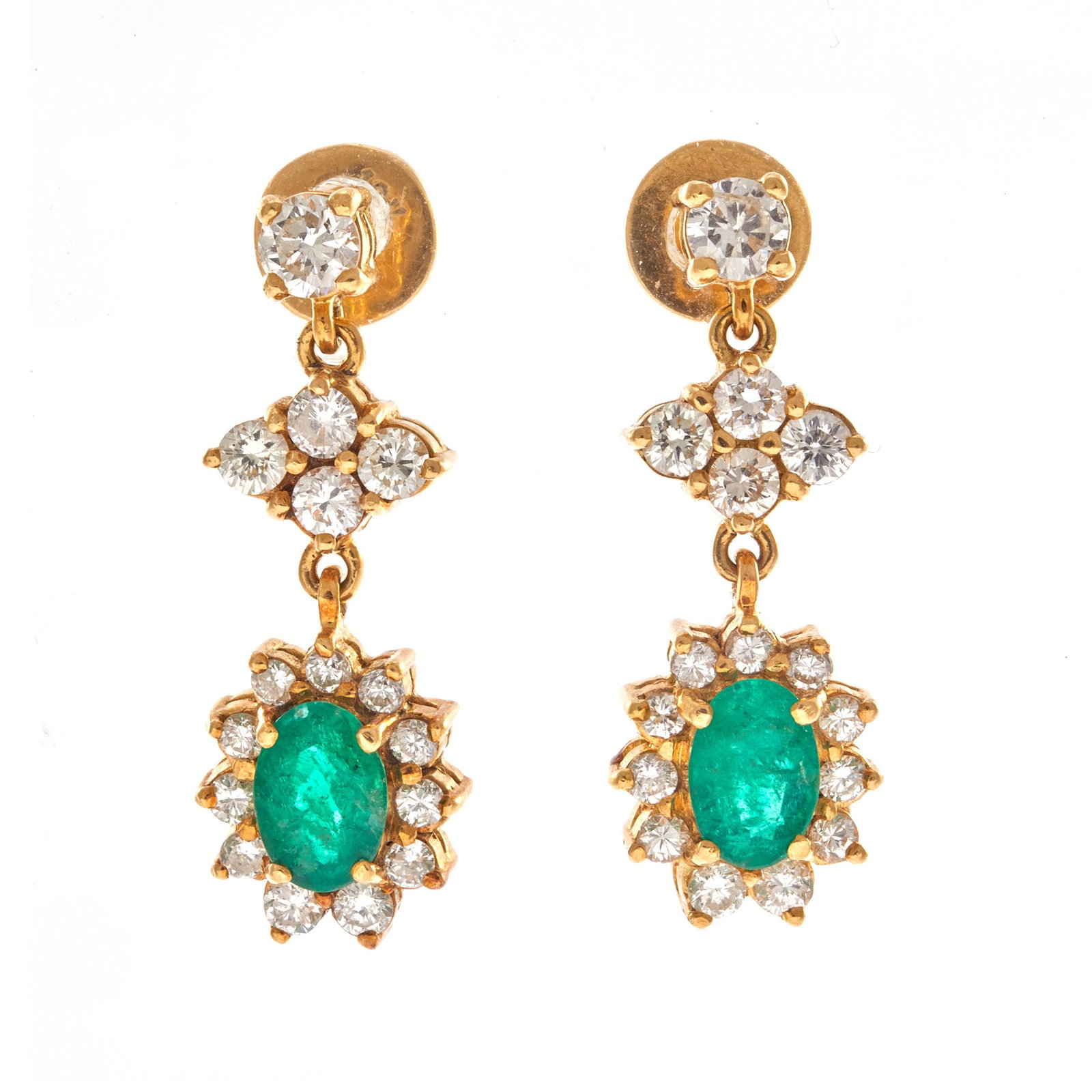 LeVian Pair of Emerald, Diamond, 18k Yellow Gold Earrings (1 of 2)
