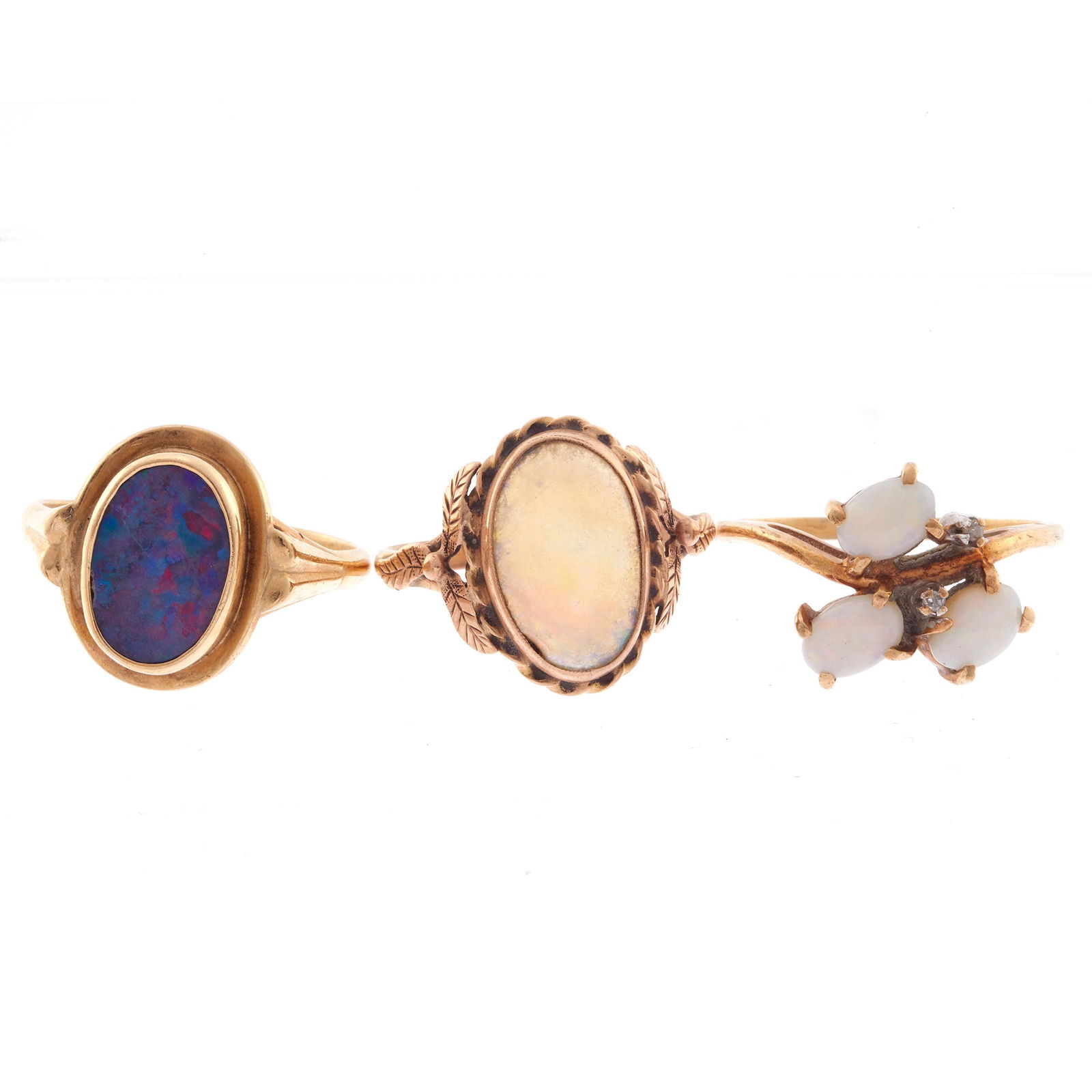 Collection of Opal and Opal Doublet, Yellow Gold Rings (1 of 2)