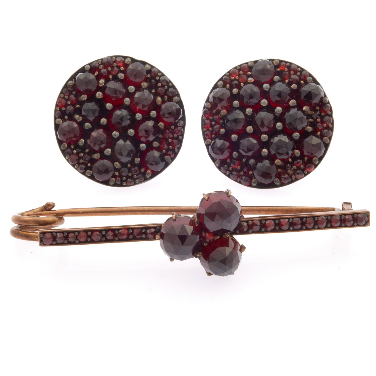 Victorian Bohemian Garnet, Gilt Jewelry Suite (1 of 2)