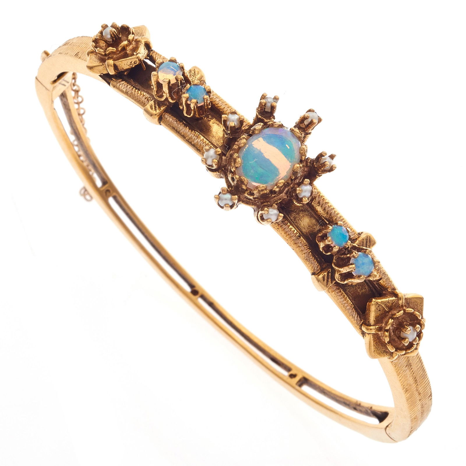 Victorian Opal, Seed Pearl, 14k Yellow Gold Bracelet (1 of 3)