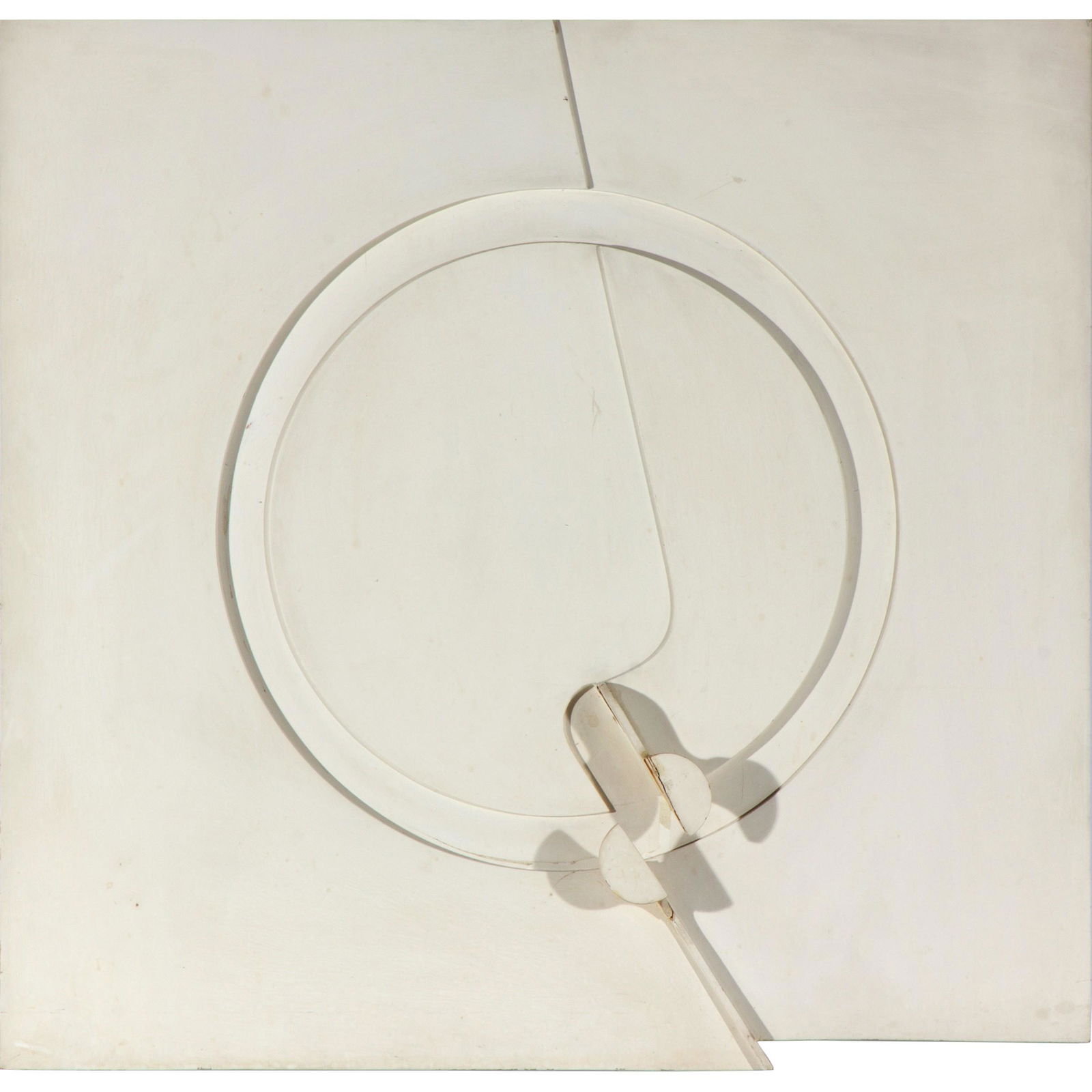 Eduardo Ramirez Villamizar (Colombian 1923-2004): 'Broken Circle'White painted wood relief sculpture.Signed : Ramirez '60 on back.30in. x 31in. (76cm. x 79cm)Condition: Two flanges repaired.Provenance: David Herbert Gallery, NYC.Eduardo Ramírez Vill