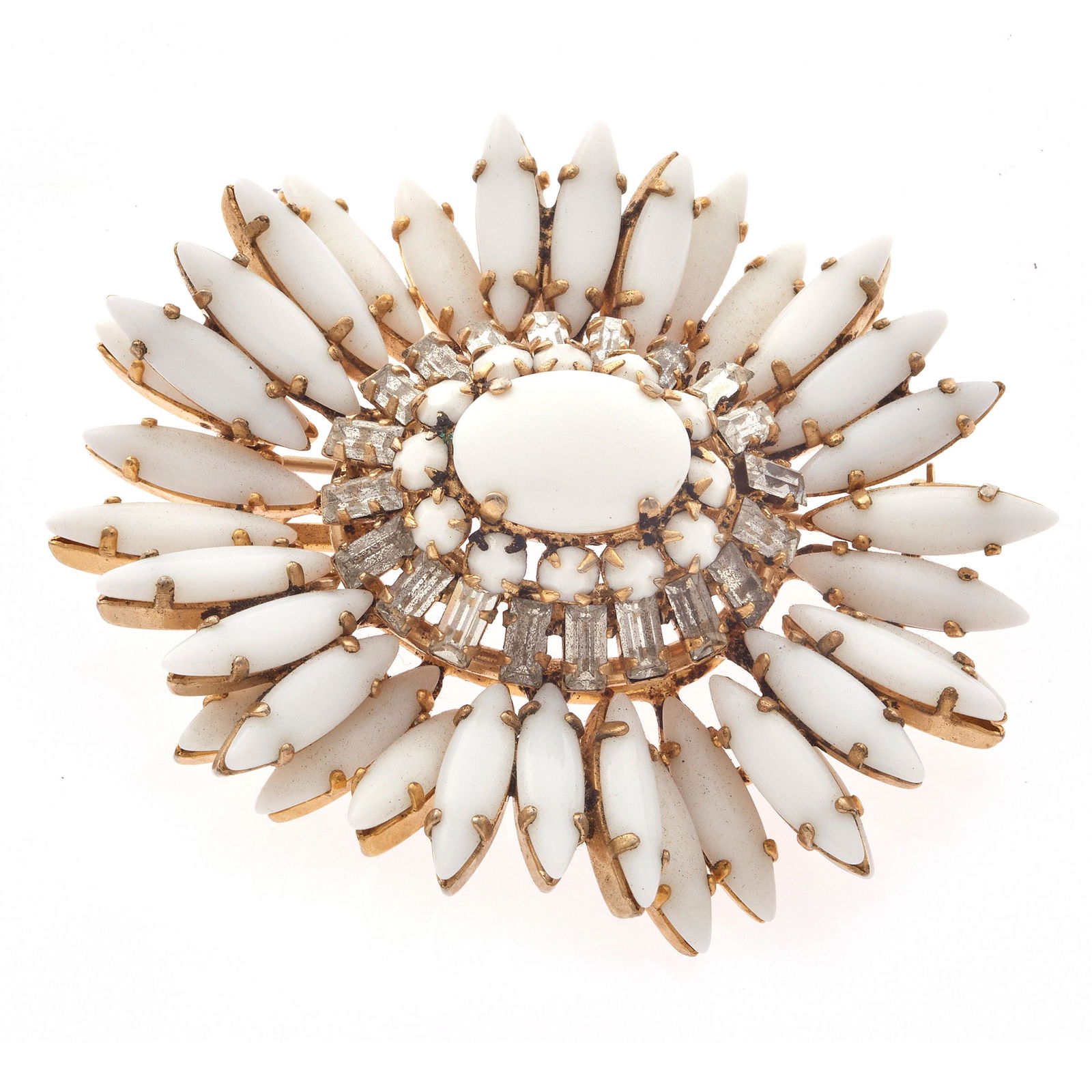 Vintage Glass, Gold-Tone Ruffle Brooch (1 of 2)