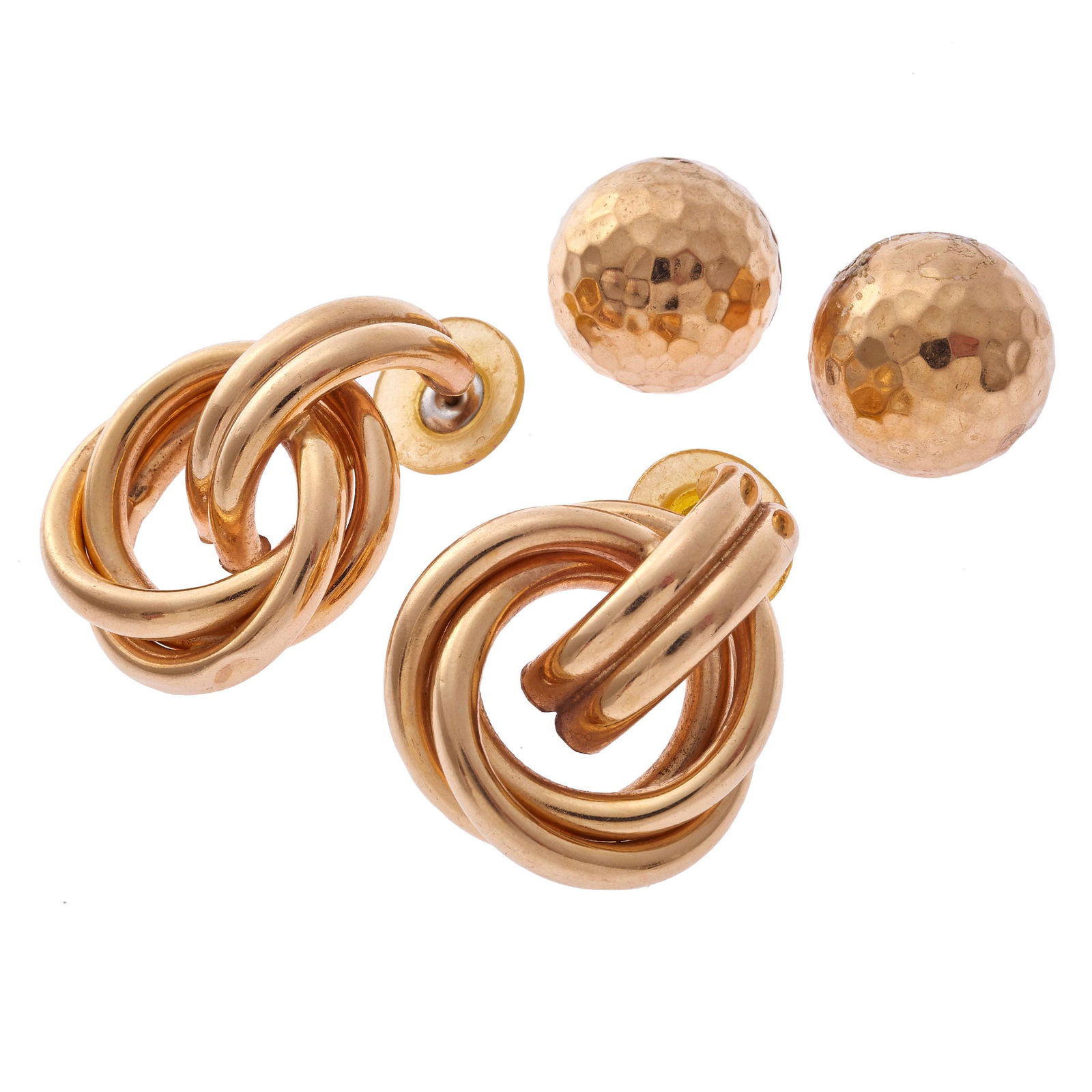 Two Pairs of 14k Yellow Gold Earrings (1 of 2)