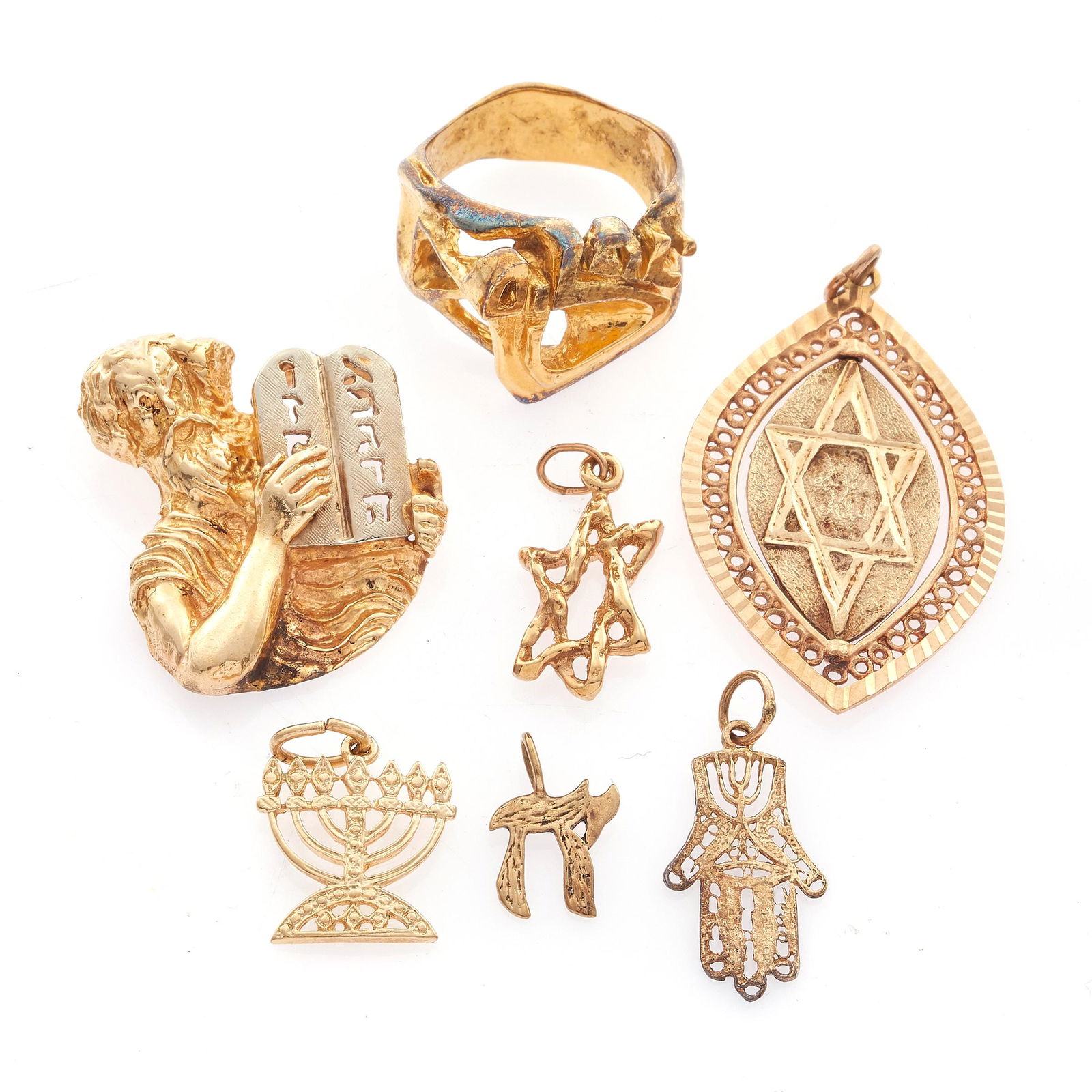 Collection of 14k and Vermeil Judaica Pendants and Charms (1 of 2)