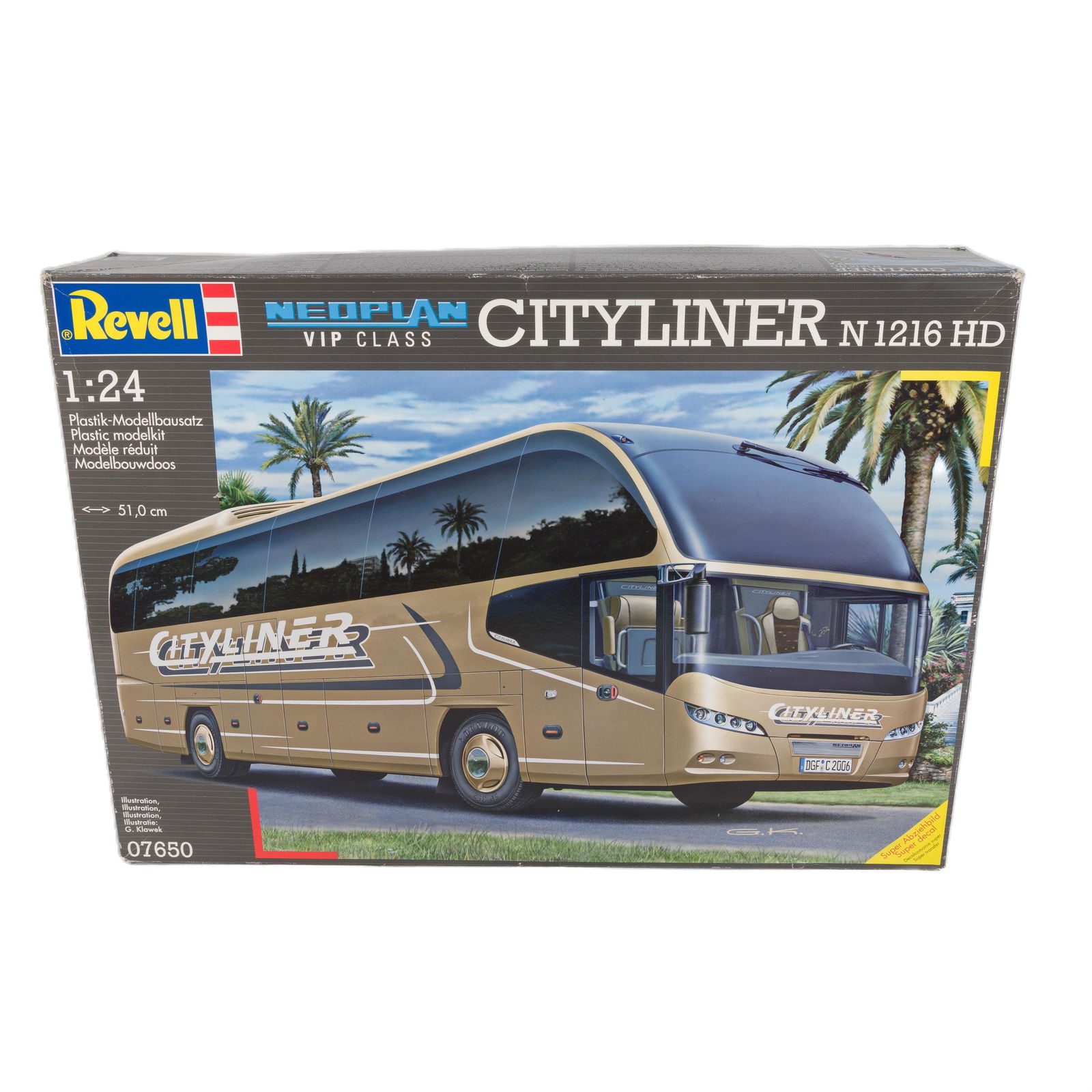 Revell Neoplan VIP Class Cityliner N1216 HD: 1:24 scale plastic model bus kit. N1216 HD. Unassembled in box.