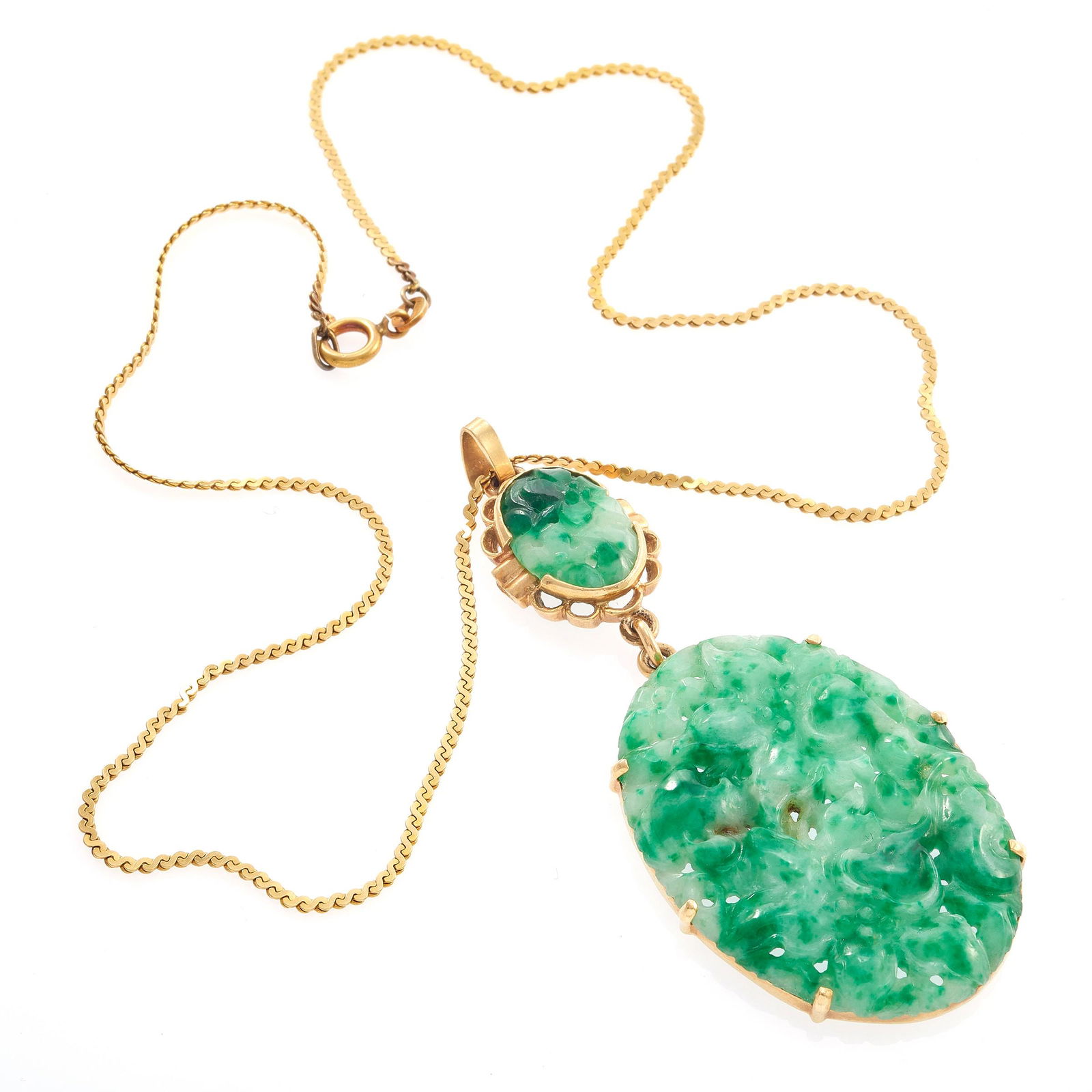 Carved Jade, 14k Yellow Gold Necklace (1 of 2)
