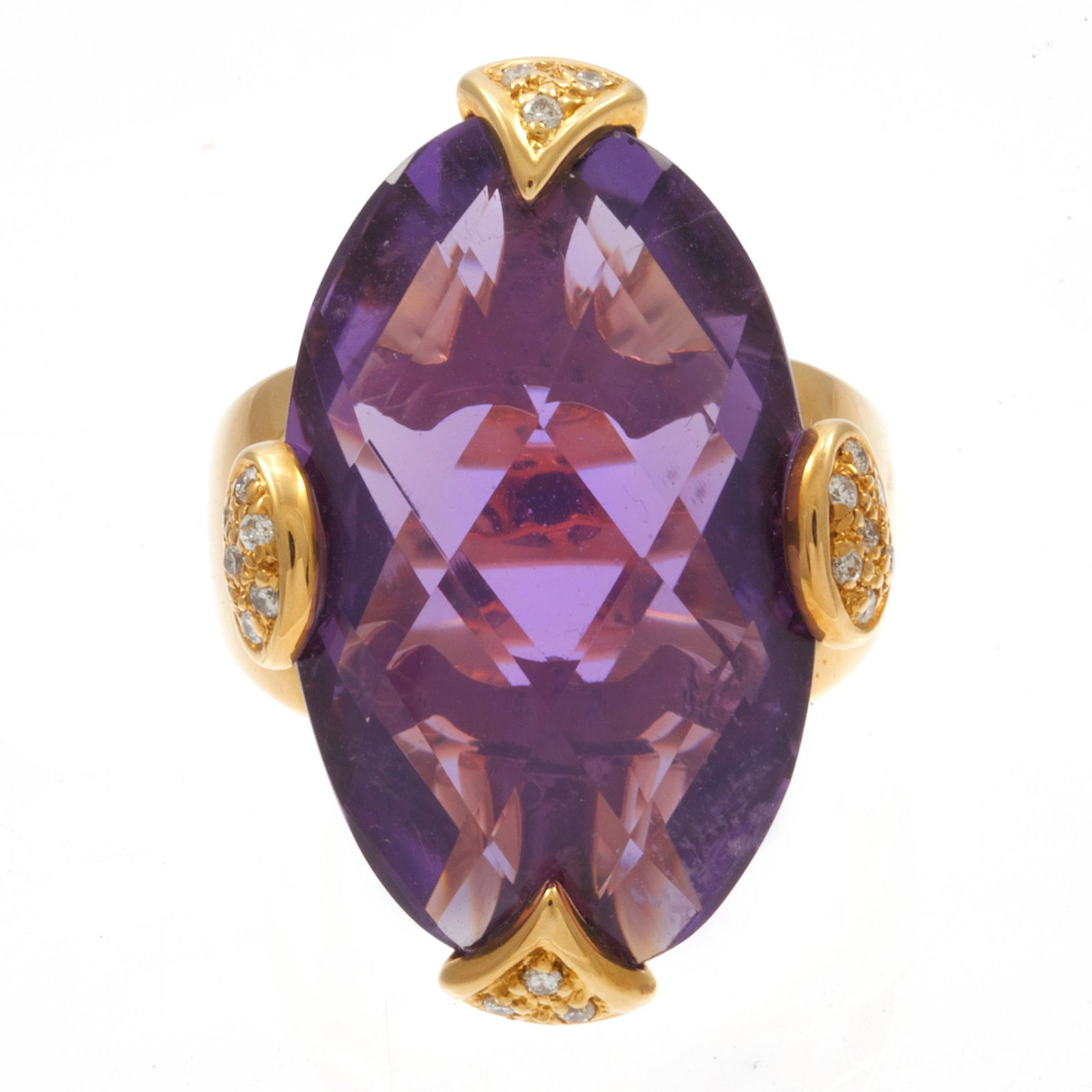 Amethyst, Diamond, 18k Yellow Gold Ring (1 of 4)