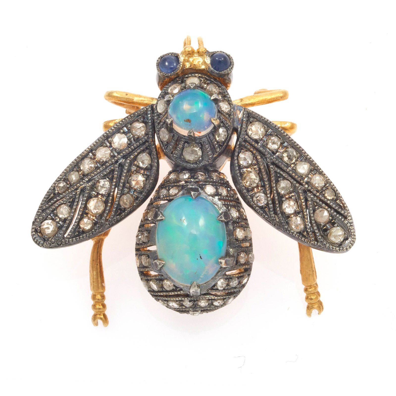 Diamond, Opal, Sapphire, Vermeil Fly Pin (1 of 3)