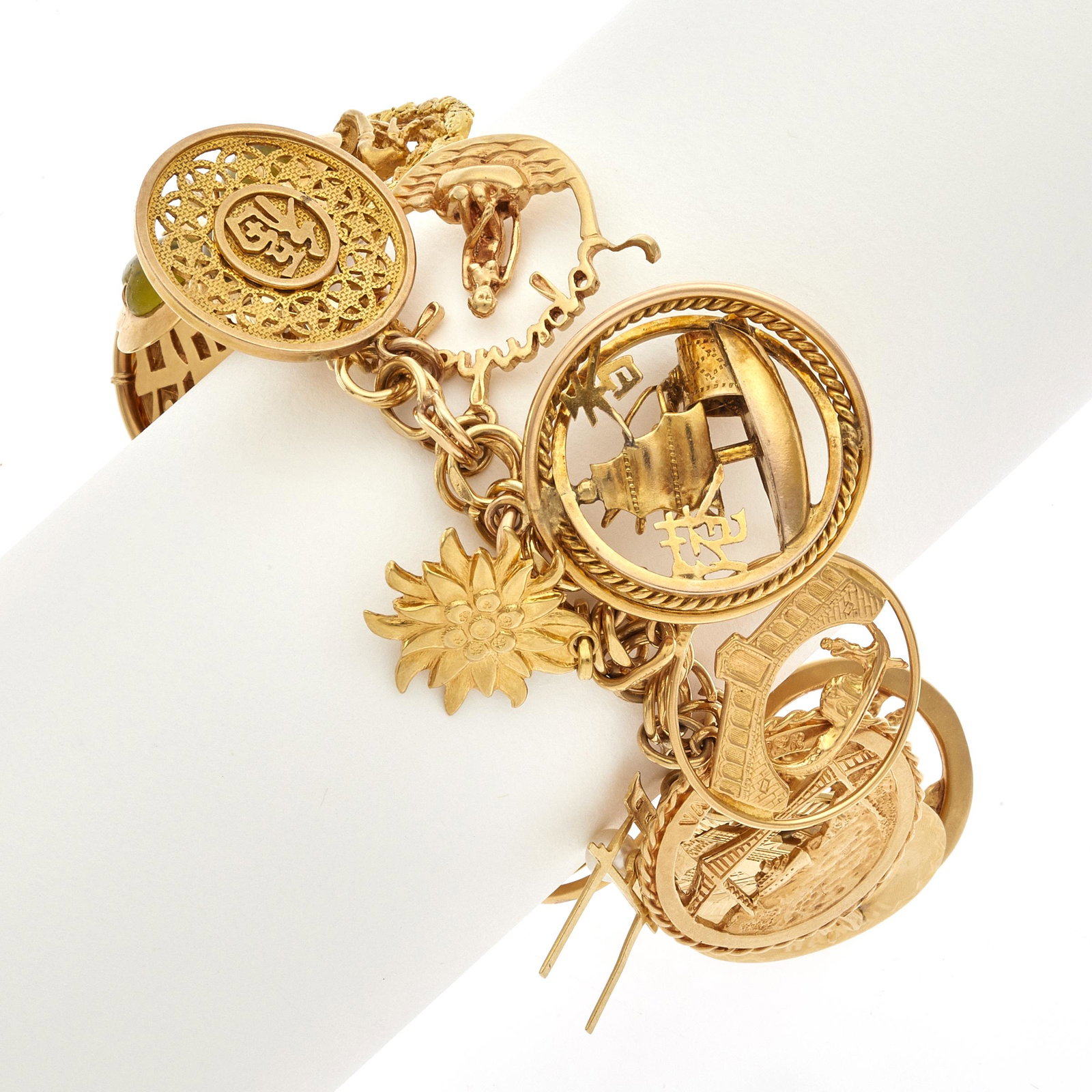 Yellow Gold World Traveler Souvenir Charm Bracelet (1 of 3)
