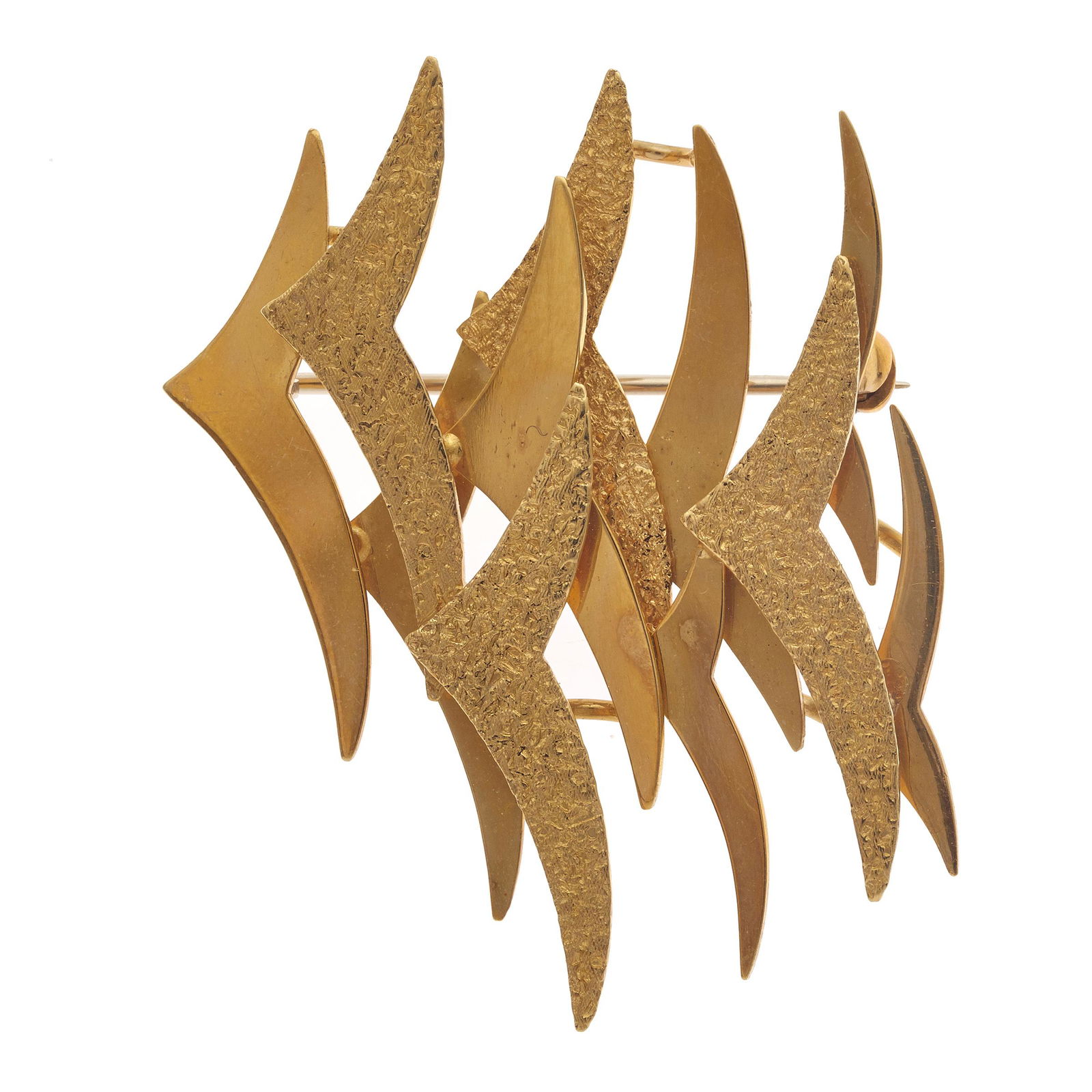 18k Yellow Gold Abstract Birds Pin (1 of 2)