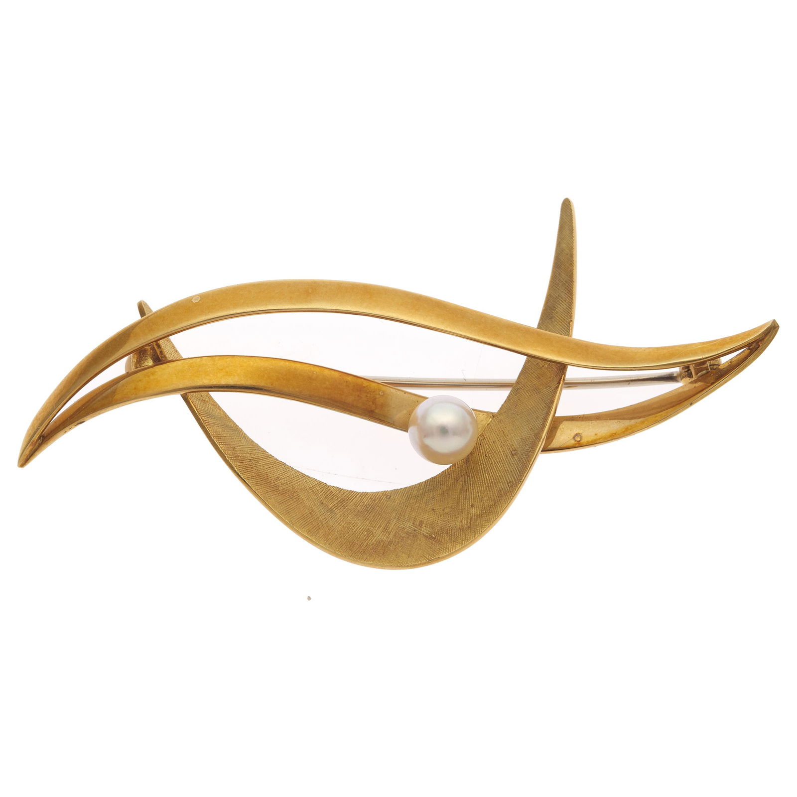 Modernist Cultured Pearl, 18k Pin Pendant (1 of 2)