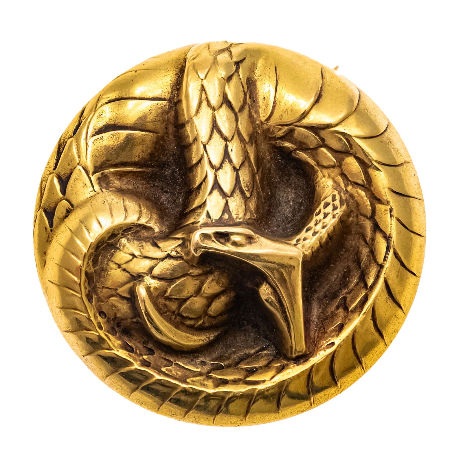 Fin de Siecle 18k Yellow Gold Snake Brooch (1 of 3)