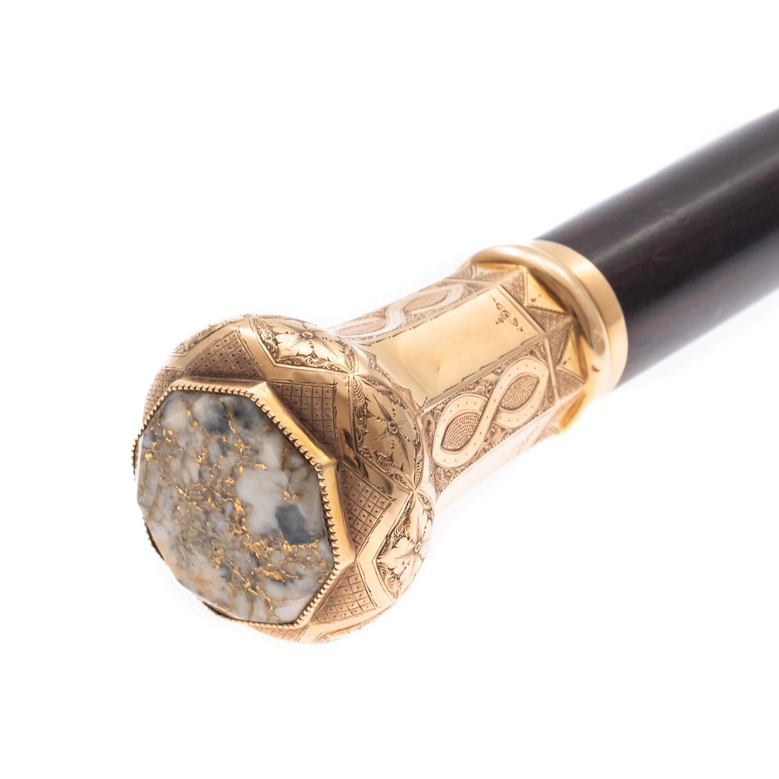 Walking Stick with Presentation Gold in Quartz Knob (1 of 5)
