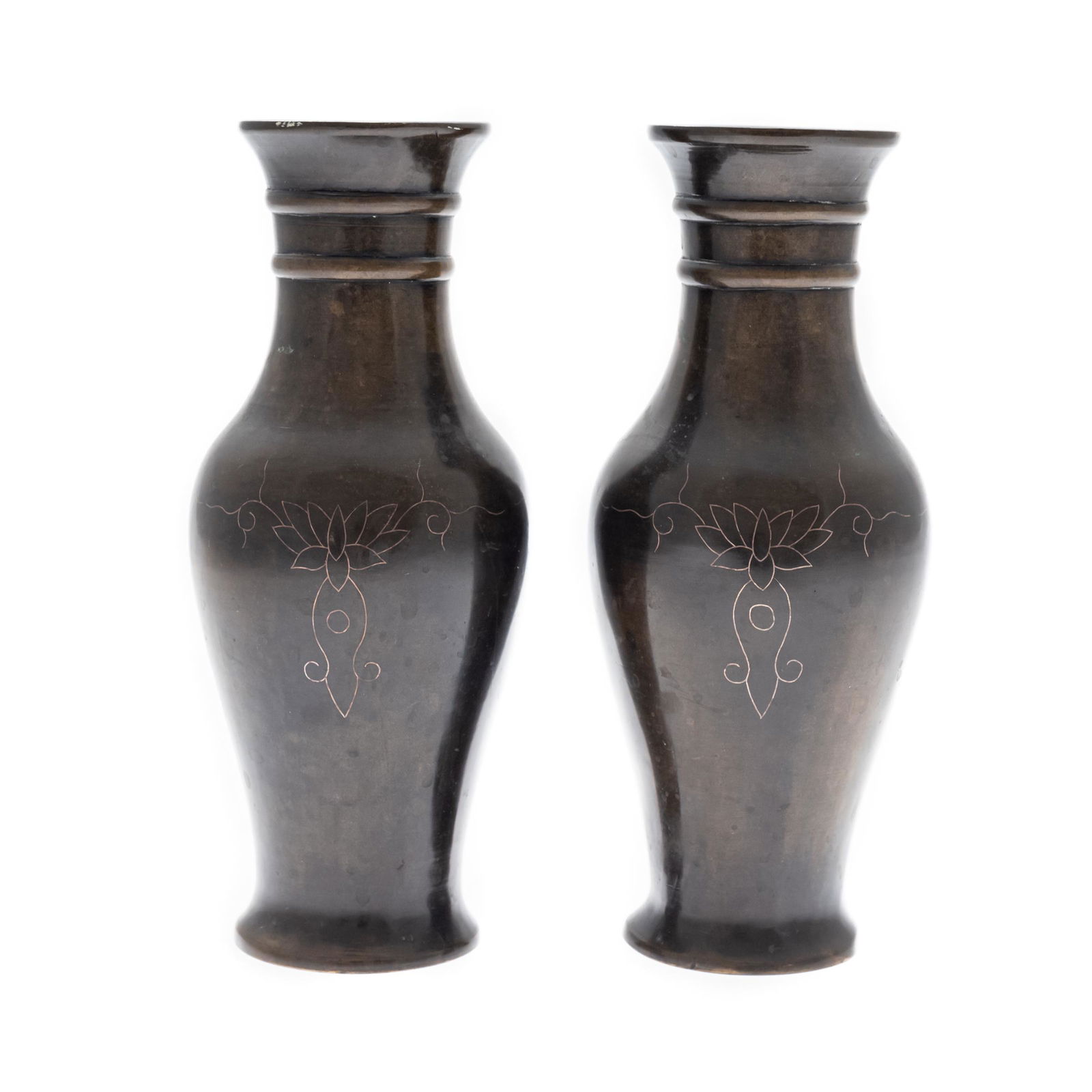 Pair Asian Mixed Metal Vases (1 of 6)