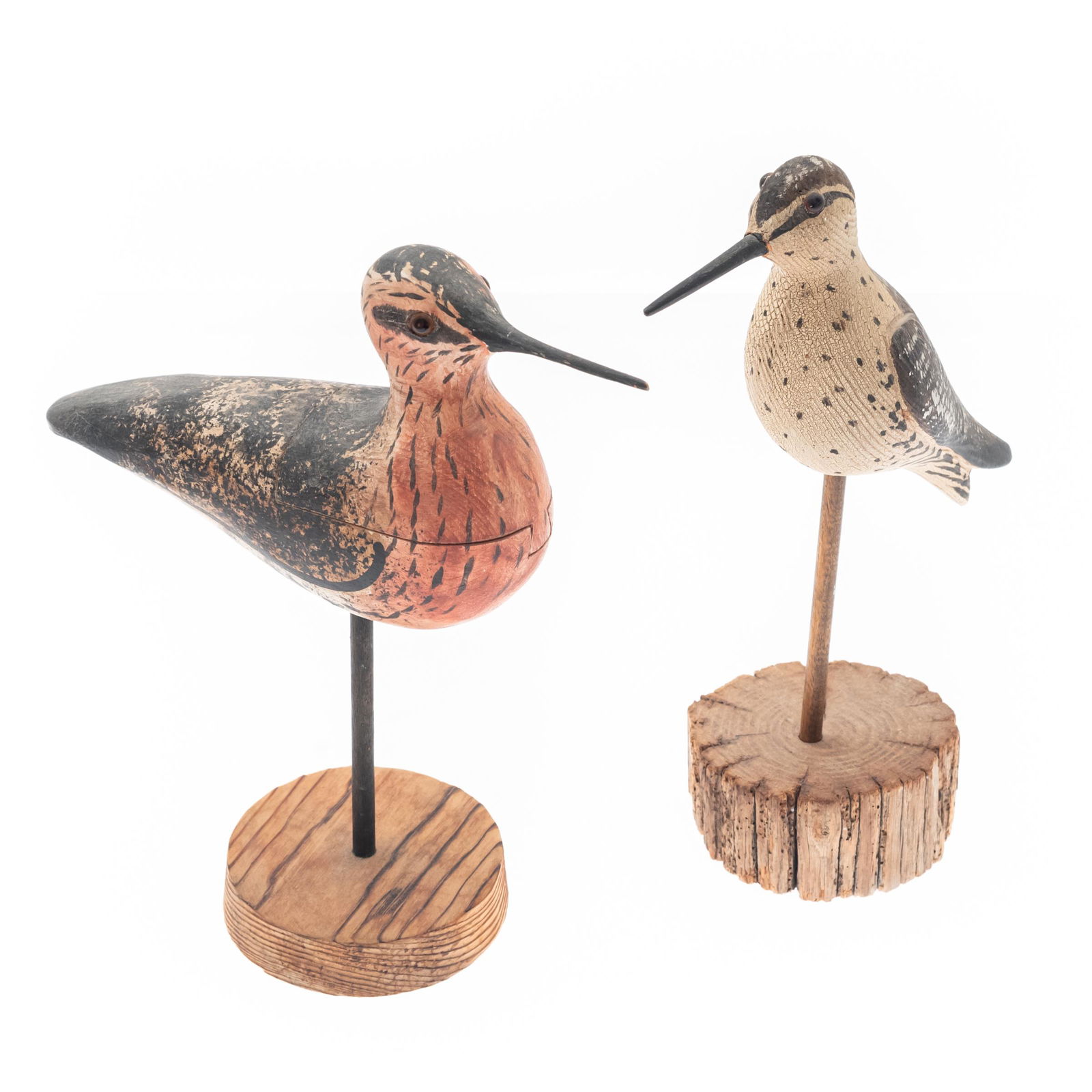 Contemporary Folk Art Carved Decoys, Thomas Langan: Two SnipesOne signed Thomas Langan, the second signed John A. Nelson9in. & 9 1/2in h.