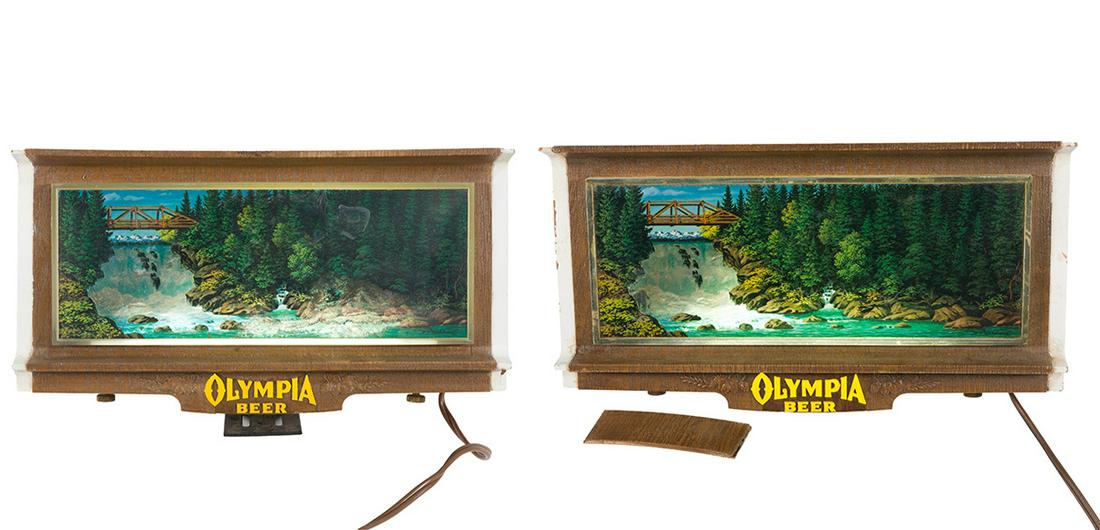 Two Olympia Beer waterfall motion illuminated cash register unit (1 of 12)