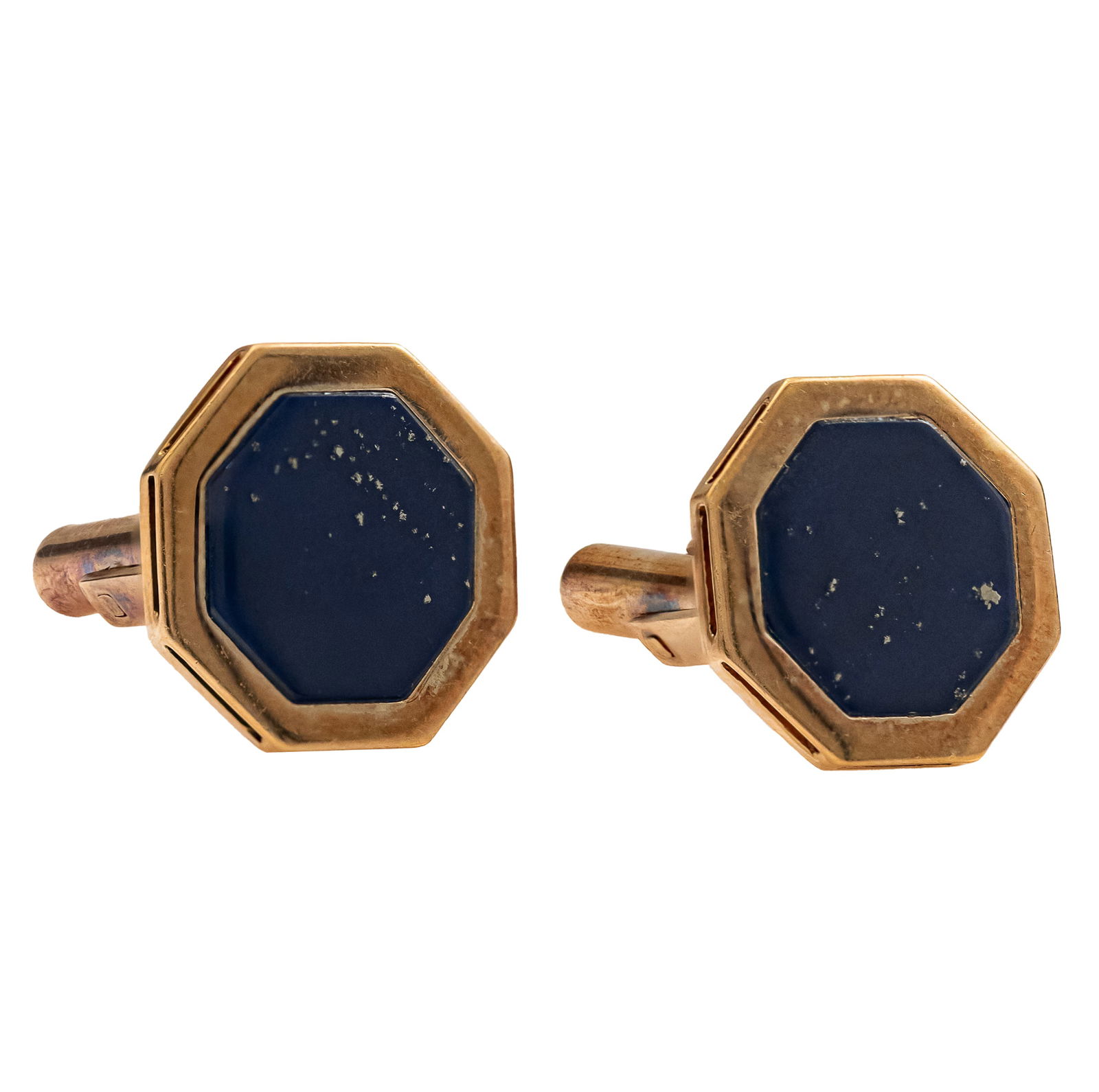 Pair of Lapis Lazuli, 14k Yellow Gold Cufflinks (1 of 3)