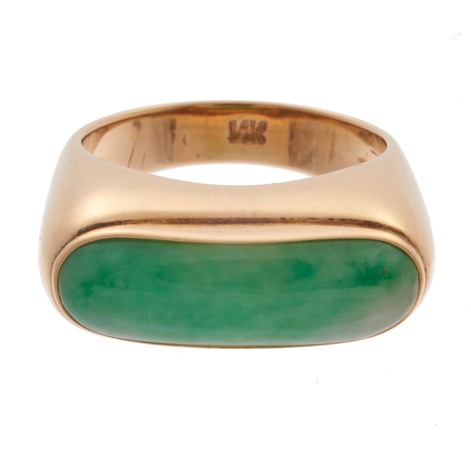 Jade, 14k Yellow Gold Saddle Ring (1 of 2)