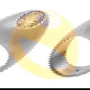 Diamond, 18k Yellow Gold Ring: Centering a round brilliant-cut diamond weighing approximately 1.85 ct., set in a domed, 18k yellow gold ring mounting, size 9. Gross weight: 19.2 grams.