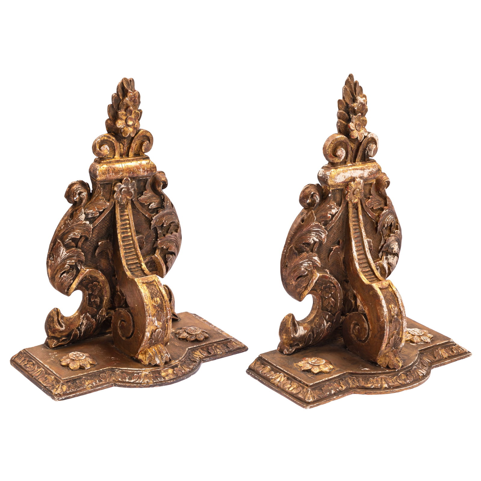 Pair Rococo Style Giltwood Wall Brackets (1 of 7)