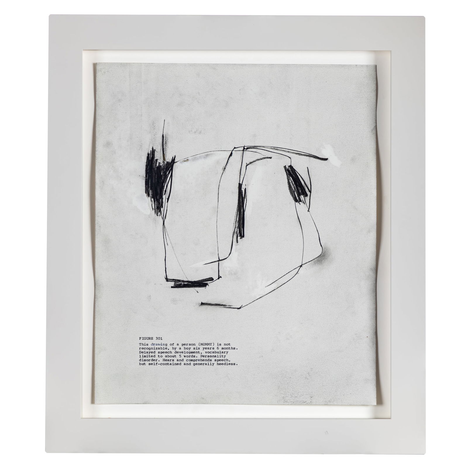 Robert Beck (American b. 1959) Untitled (Figure 301-Mommy): Robert Beck (American b. 1959) Untitled (Figure 301-Mommy)'Young Children and Their Drawings' Joseph H. Dileo 2002 RB 2940Carbon, charcoal and graphite on paper14 1/2in. x 12in.Framed: 18 1/2in. x 16i