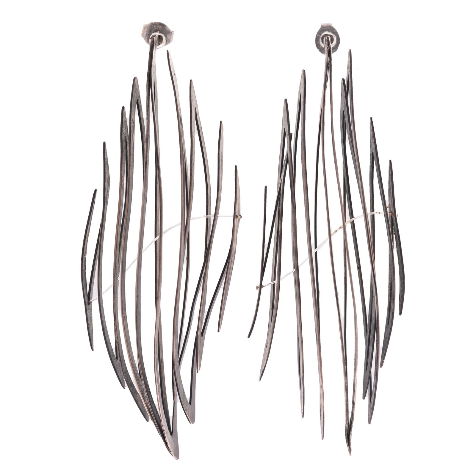 Pair of Patinated Silver Earrings, Reiko Ishyama (1 of 4)
