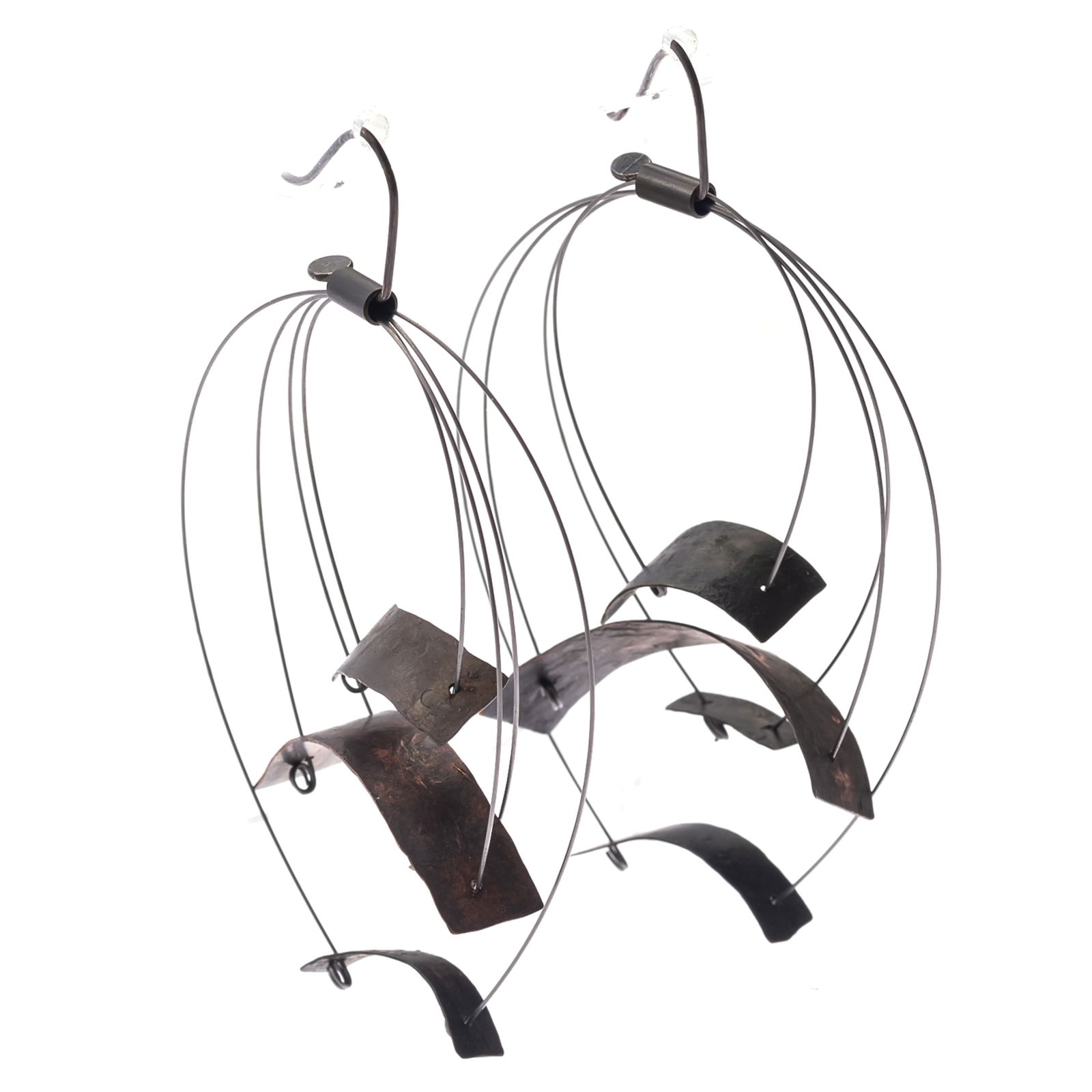 Pair of Silver, Bronze Earrings, Biba Schutz (1 of 2)