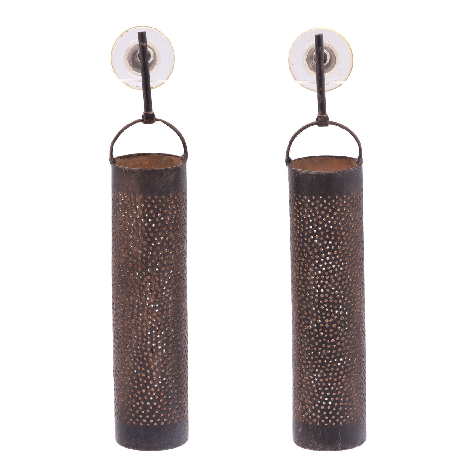 Pair of Oxidized Sterling Silver Earrings, "Perforated Bars," Sandra Enterline (1 of 2)