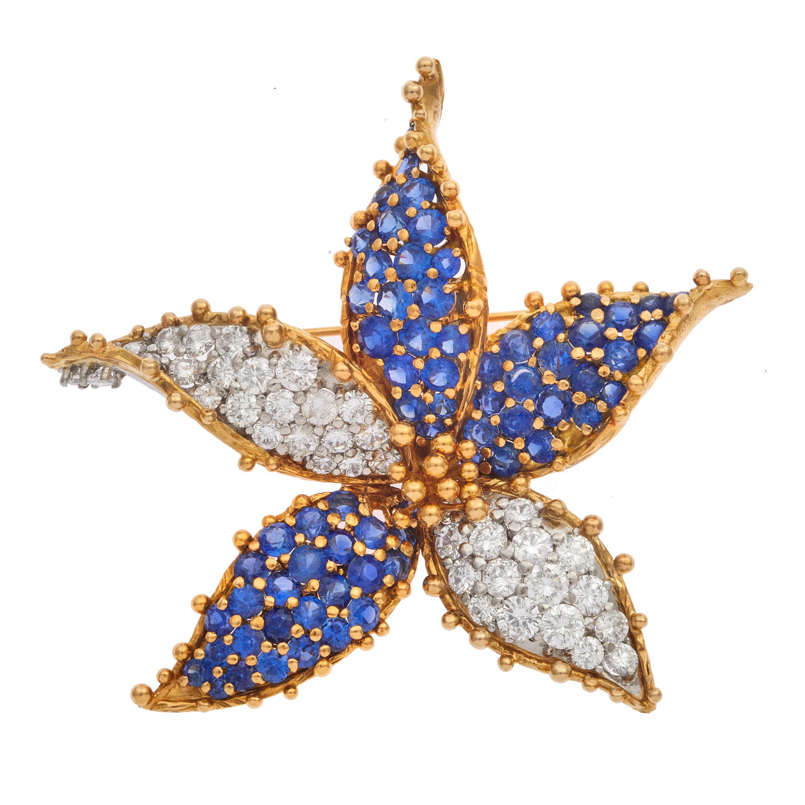 Diamond, Sapphire, 18k Yellow Gold Brooch (1 of 2)