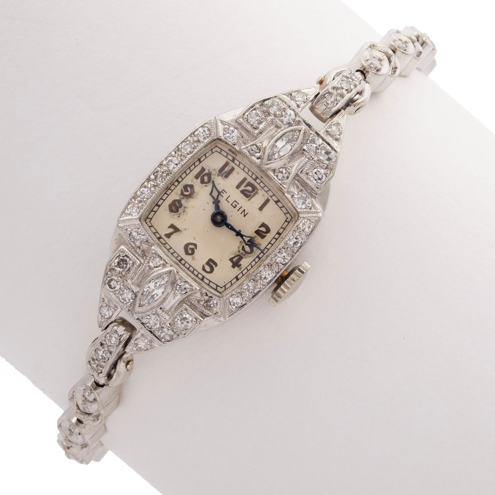 Ladies Elgin Art Deco Diamond, Platinum Wristwatch (1 of 3)