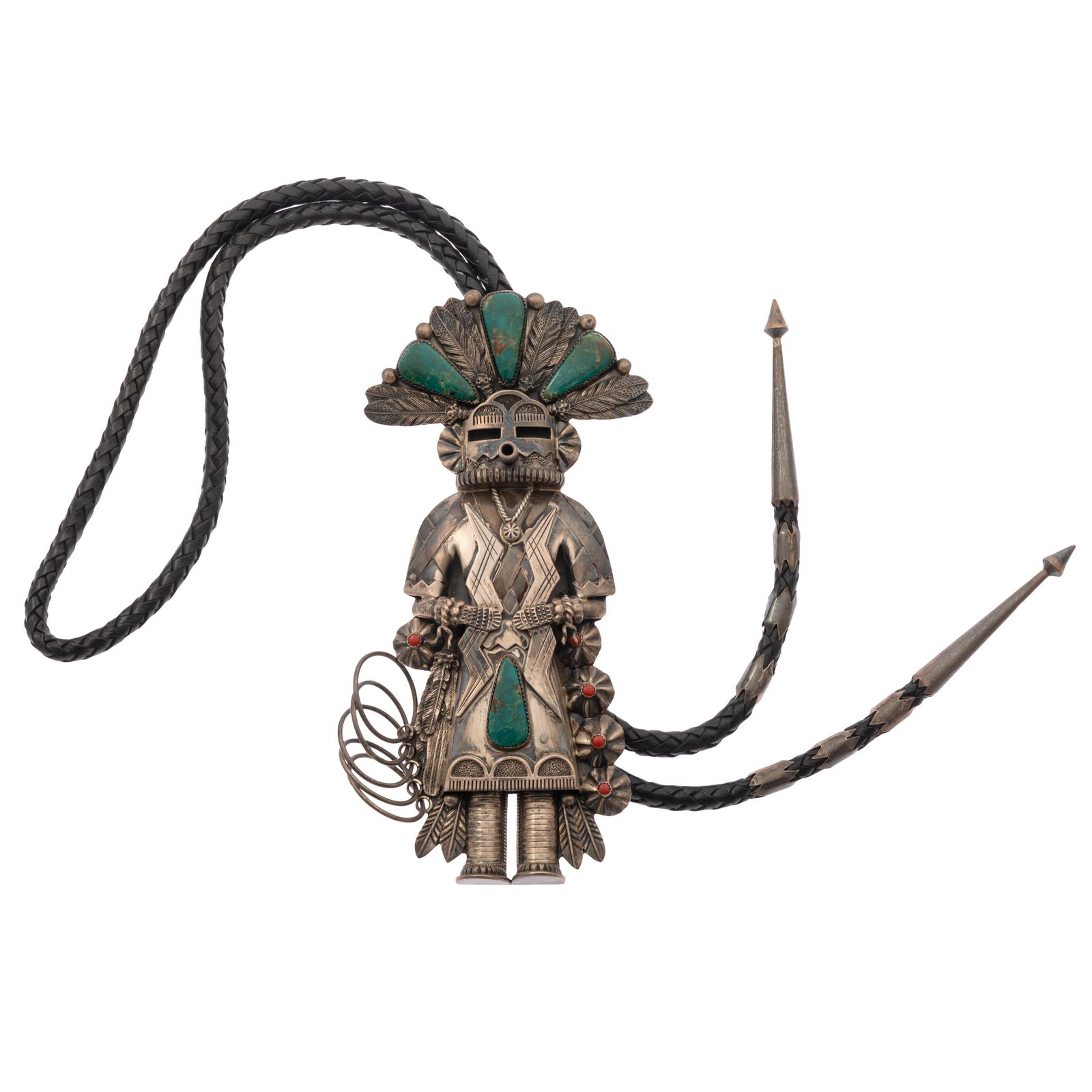 Hopi Style Chrysocholla, Sterling Silver, Kachina Bolo Tie (1 of 5)