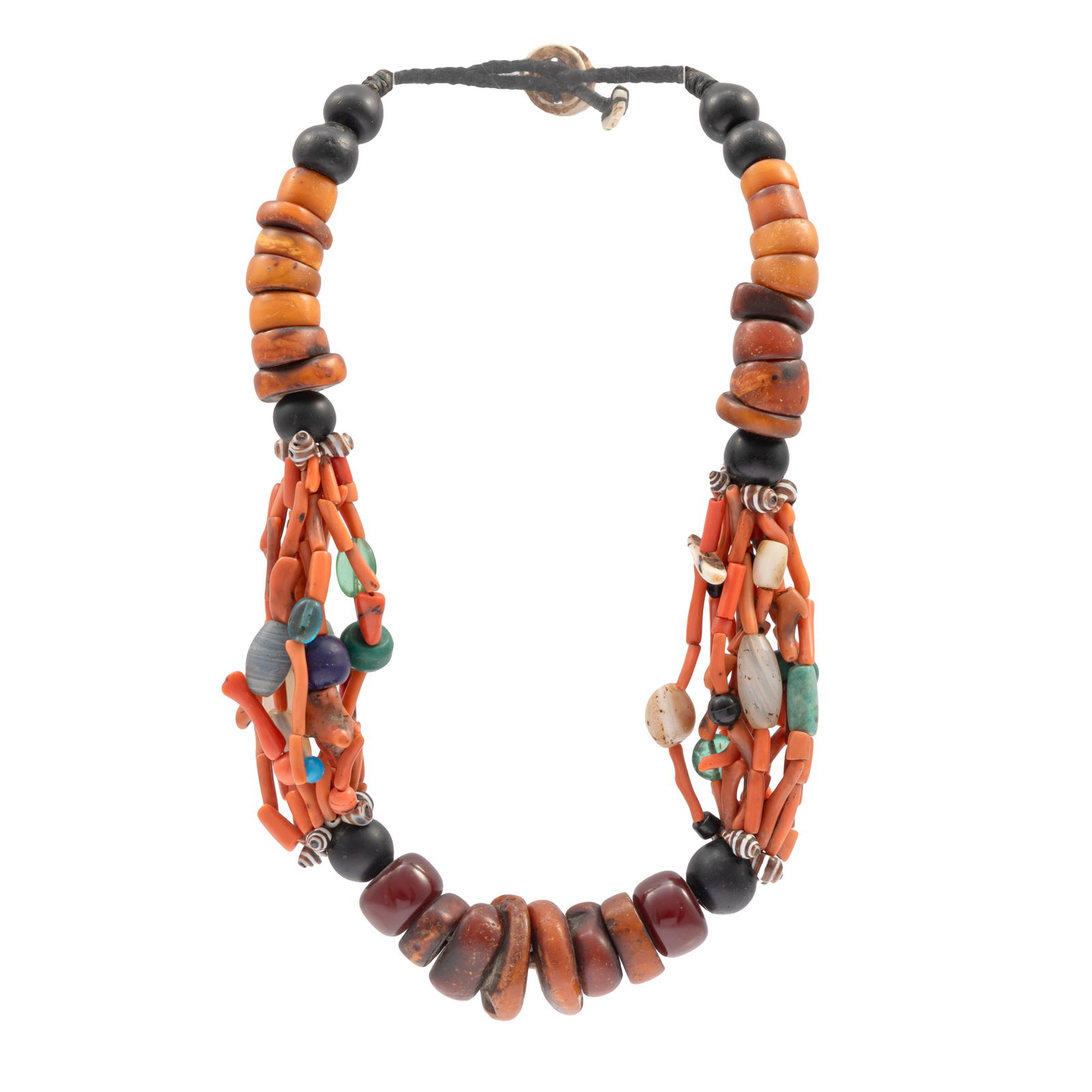 Berber Amber, Coral, Shell, Multi-Stone Necklace, Morocco (1 of 4)