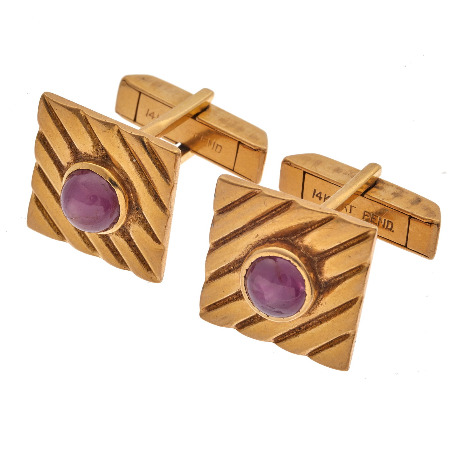 Pair of Star Ruby, 14k Yellow Gold Cufflinks (1 of 2)